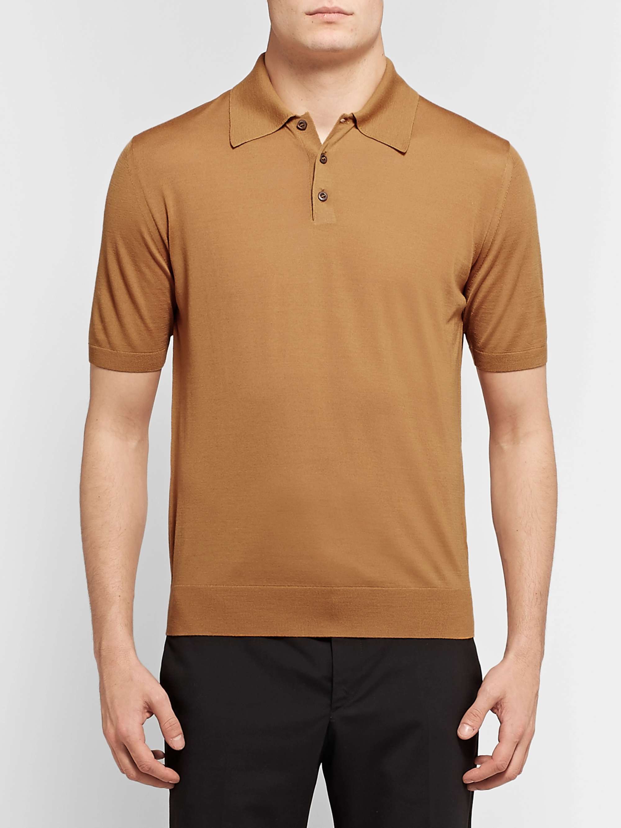 PRADA Mélange Virgin Wool Polo Shirt