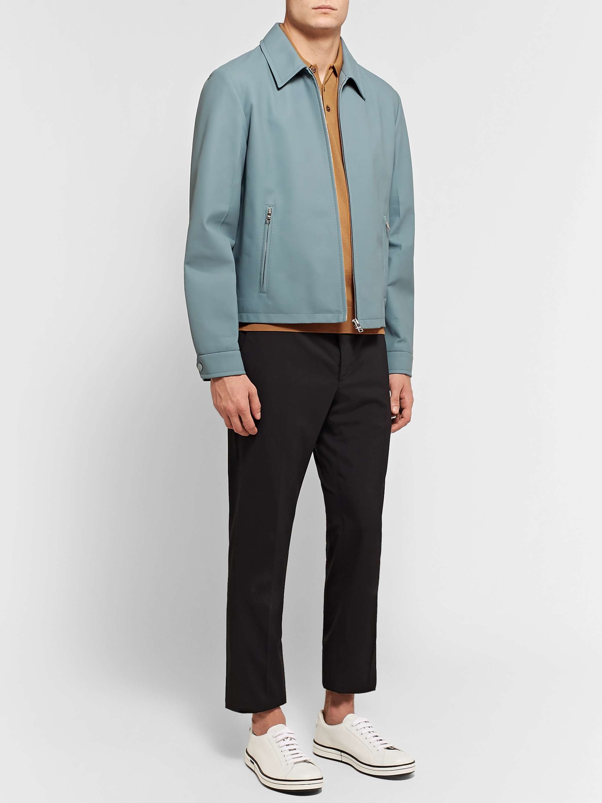 PRADA Mélange Virgin Wool Polo Shirt