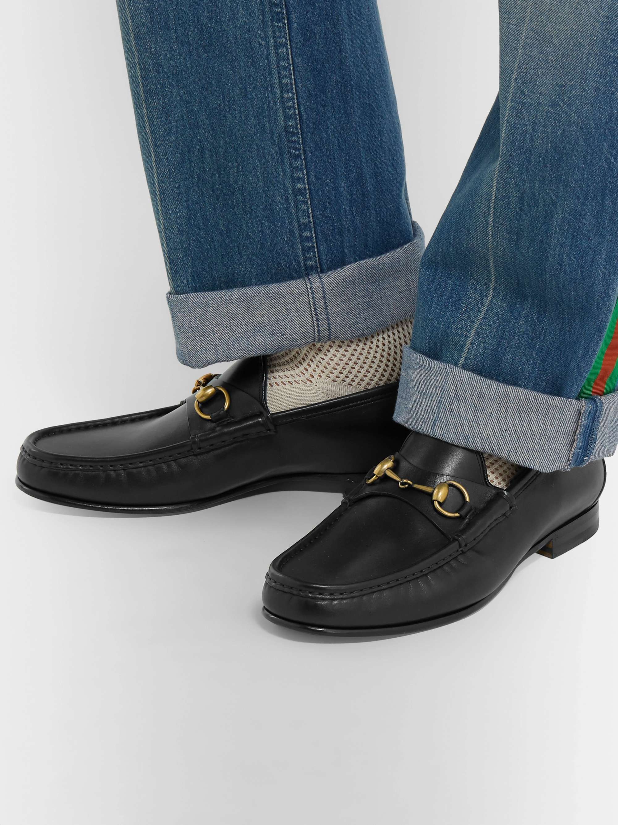 GUCCI Roos Horsebit Leather Loafers