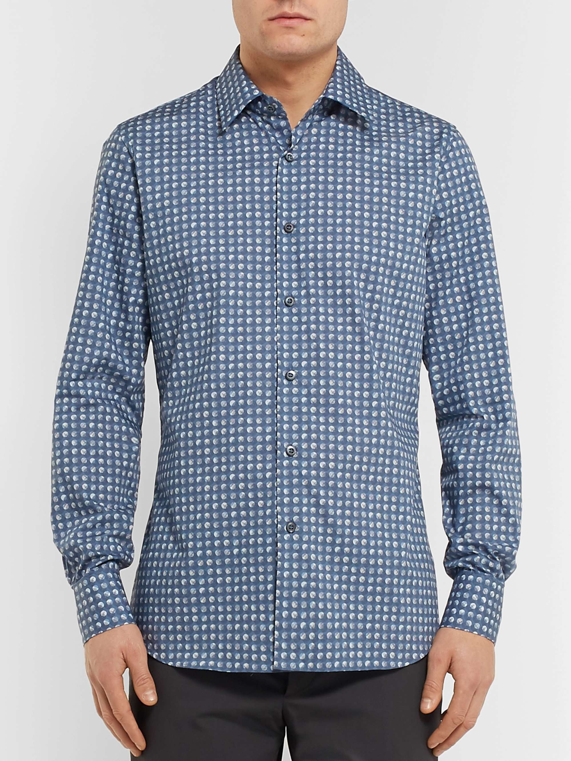 PRADA Slim-Fit Printed Cotton-Poplin Shirt