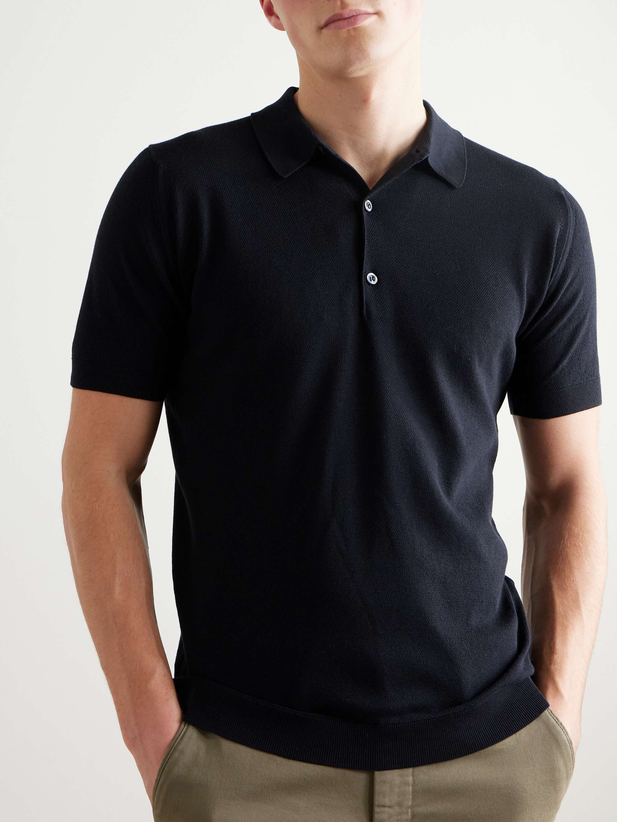 JOHN SMEDLEY Roth Slim-Fit Sea Island Cotton-Piqué Polo Shirt
