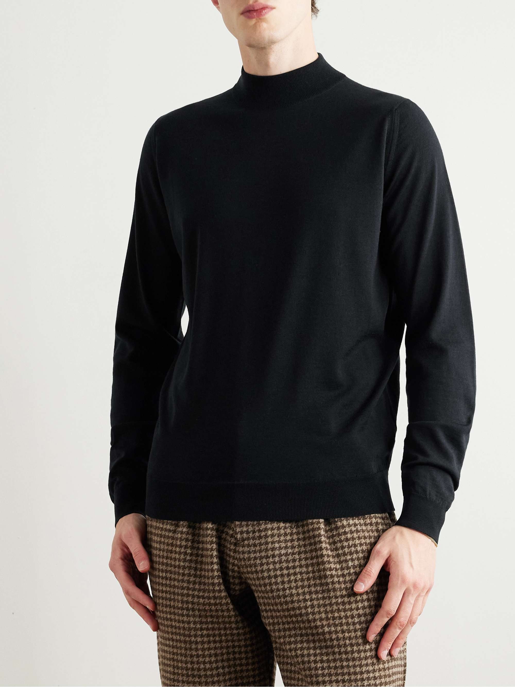JOHN SMEDLEY Harcourt Mock-Neck Merino Wool Sweater