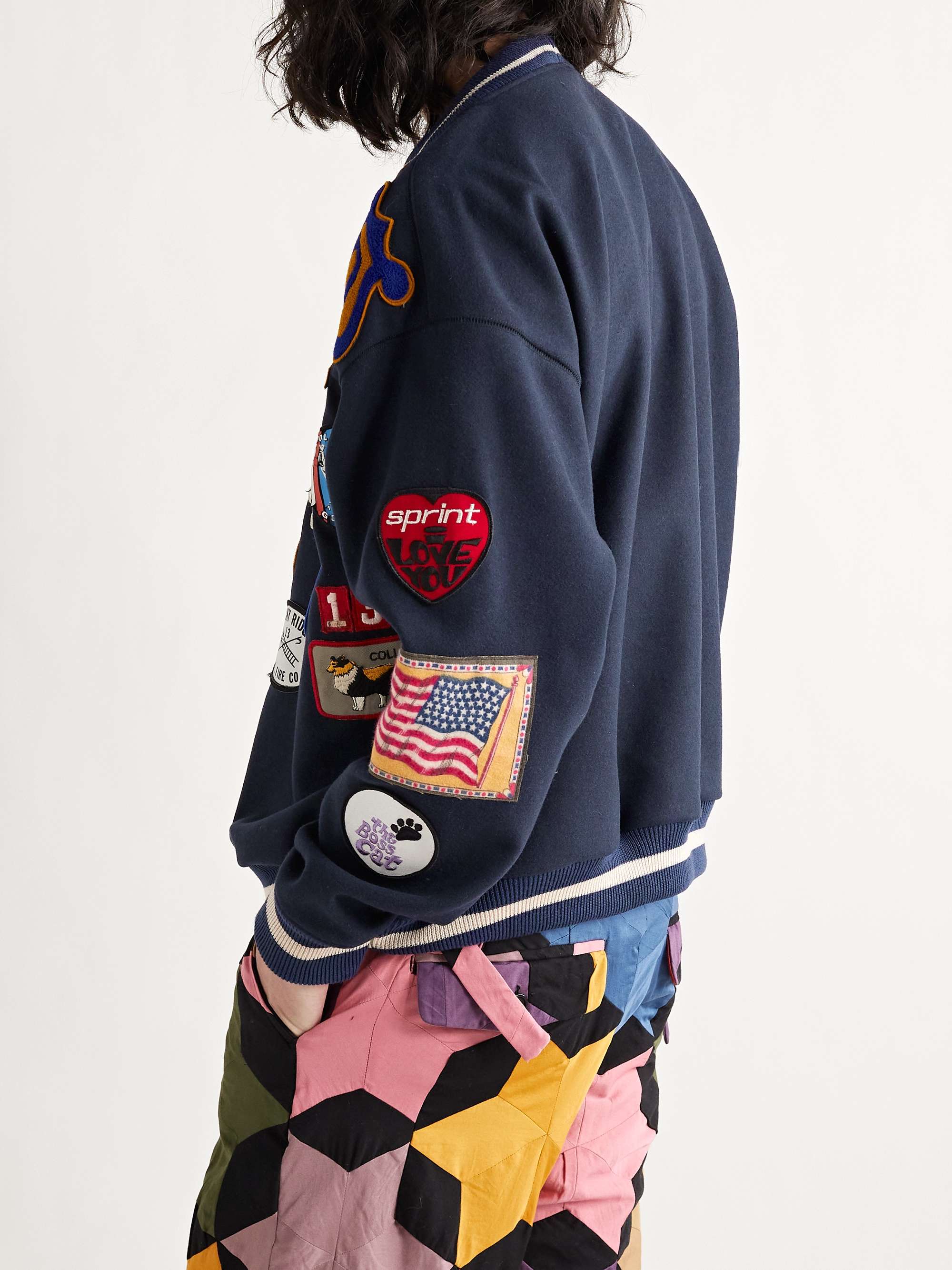 BODE Charm Oversized Embellished Wool-Felt Sweatshirt