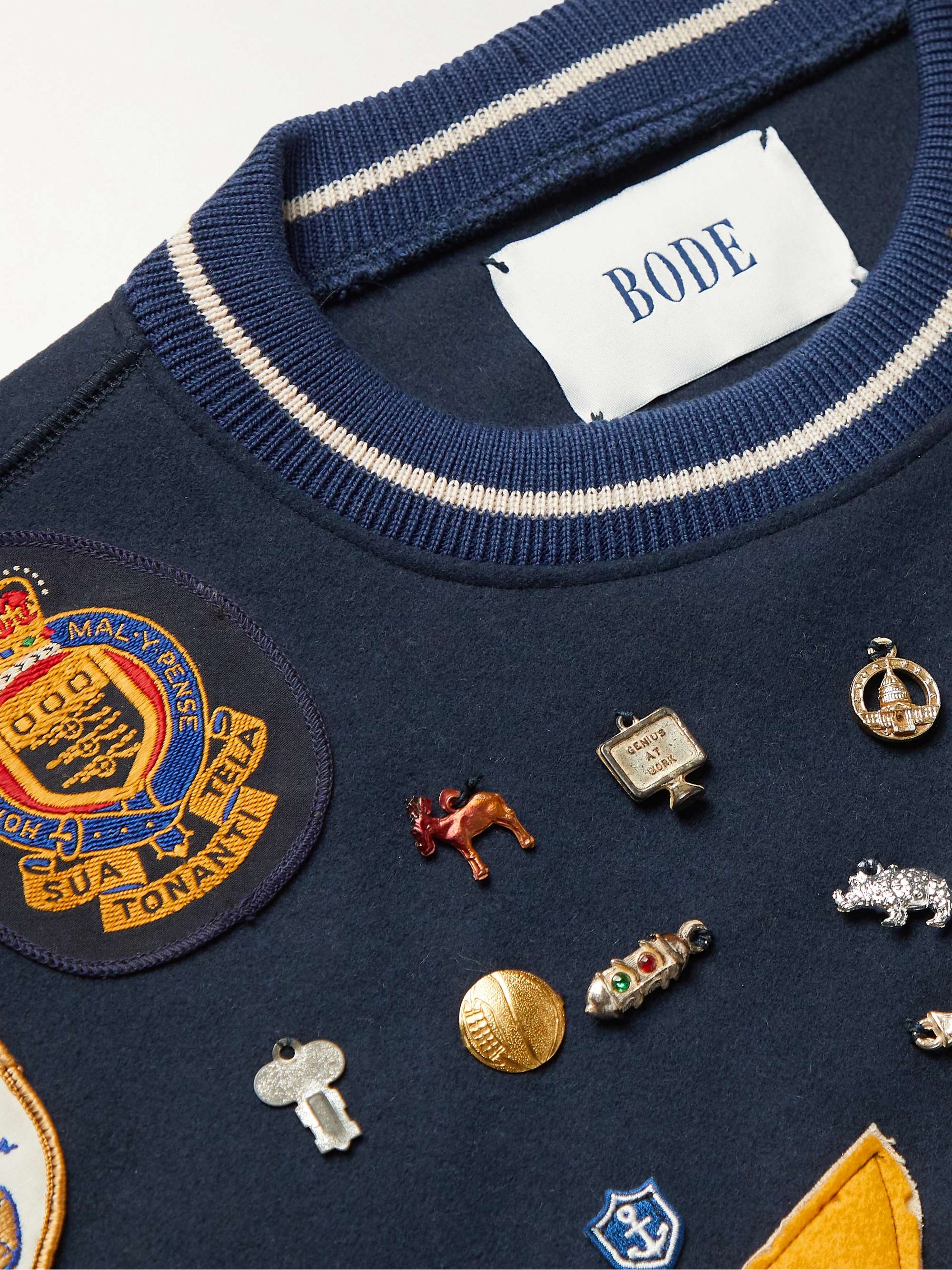 BODE Charm Oversized Embellished Wool-Felt Sweatshirt