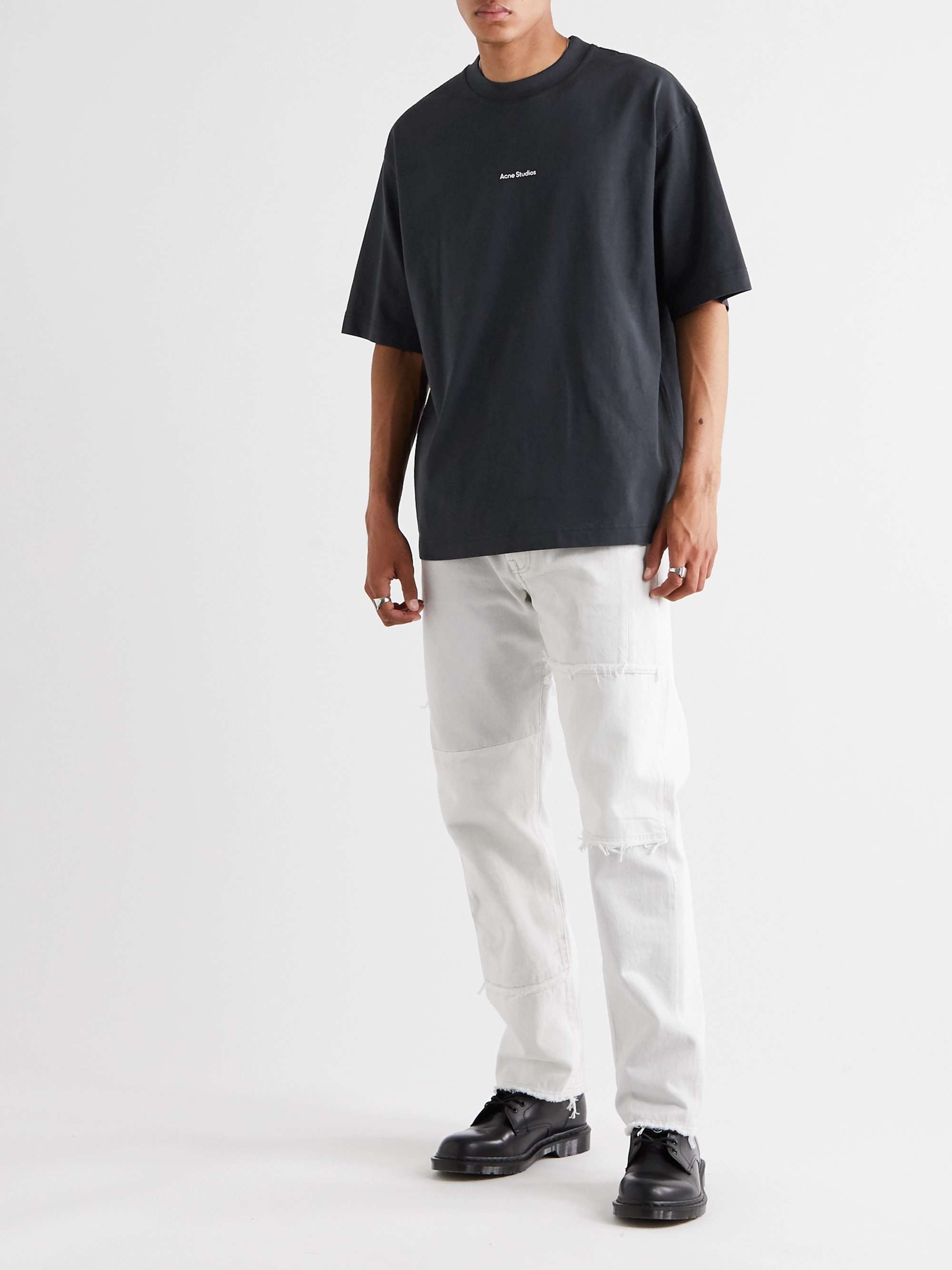 ACNE STUDIOS Logo-Print Garment-Dyed Cotton-Jersey T-Shirt