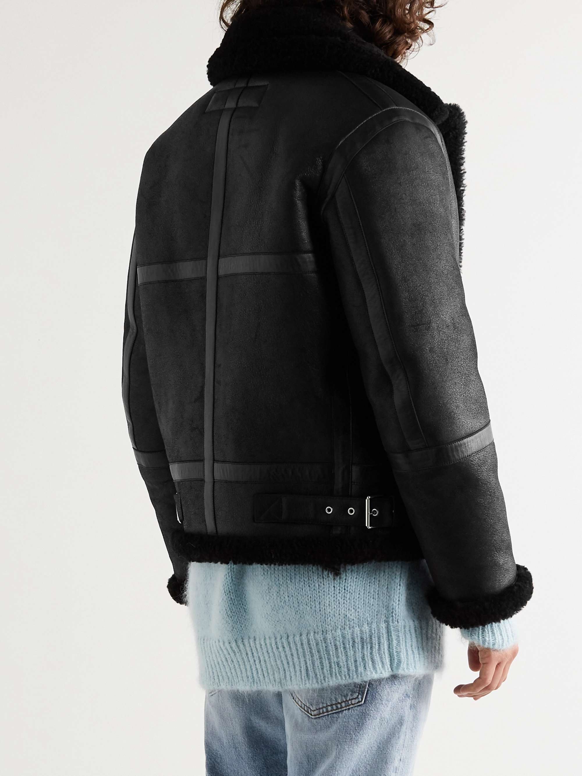 ACNE STUDIOS Shearling-Lined Full-Grain Leather Jacket for Men MR