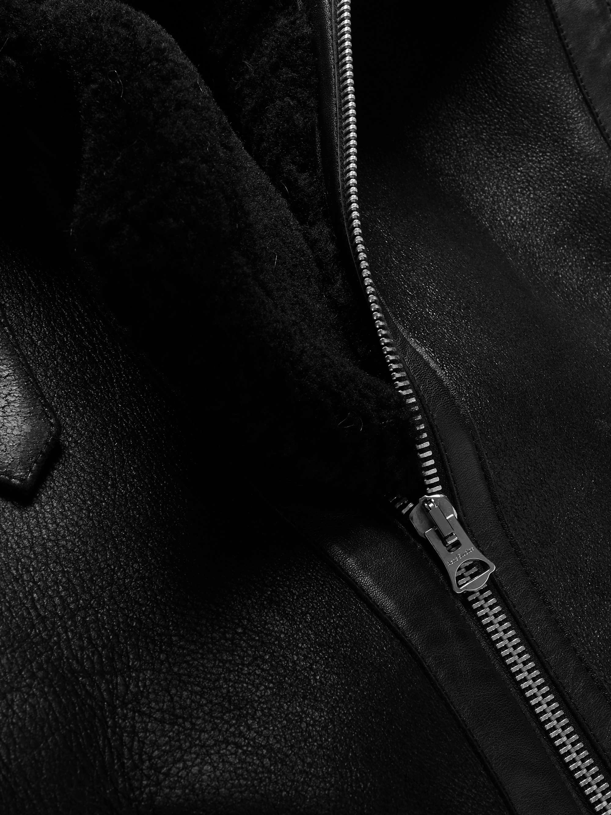 ACNE STUDIOS Shearling-Lined Full-Grain Leather Jacket