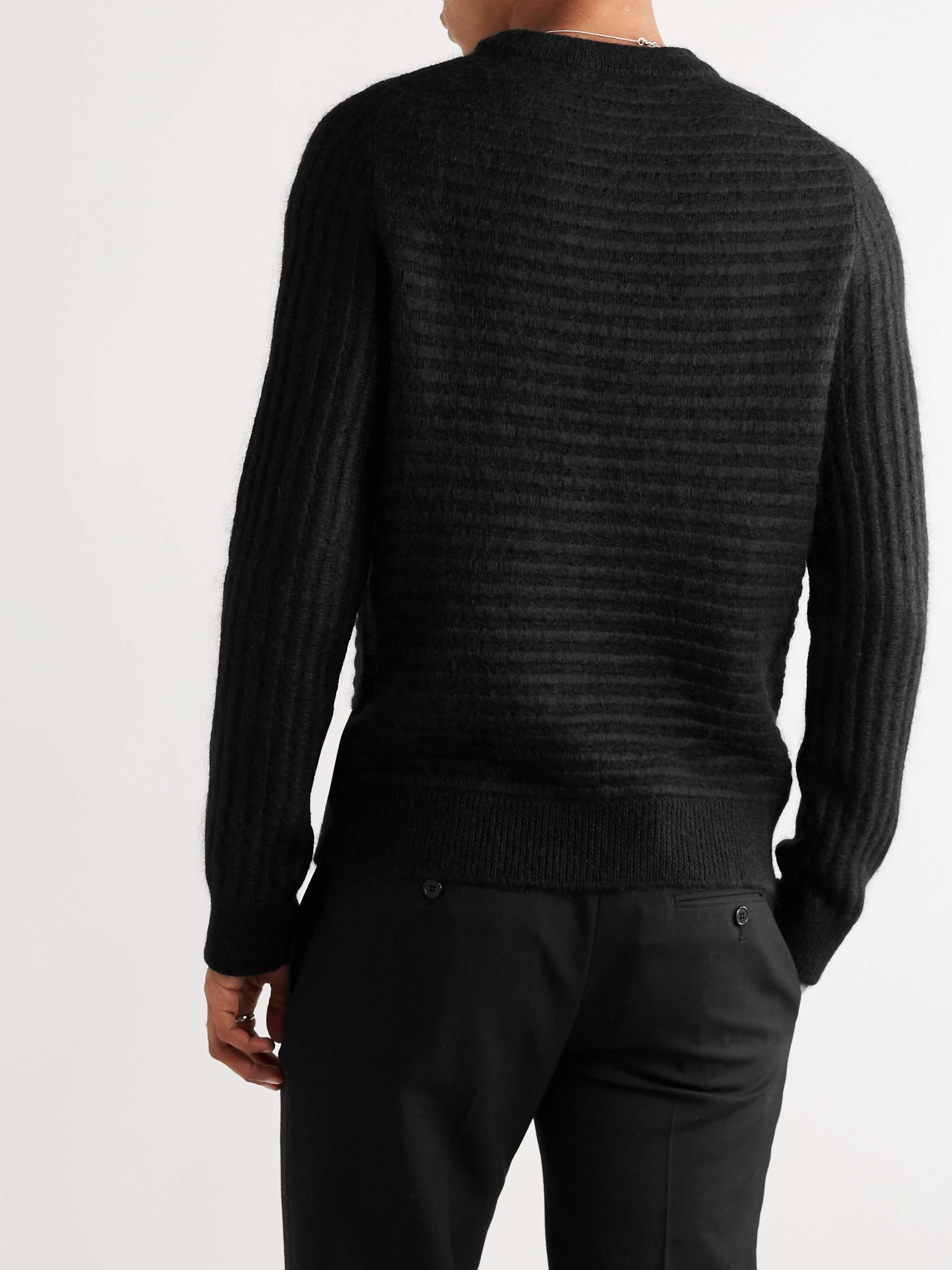 SAINT LAURENT Striped Wool and Mohair-Blend Sweater