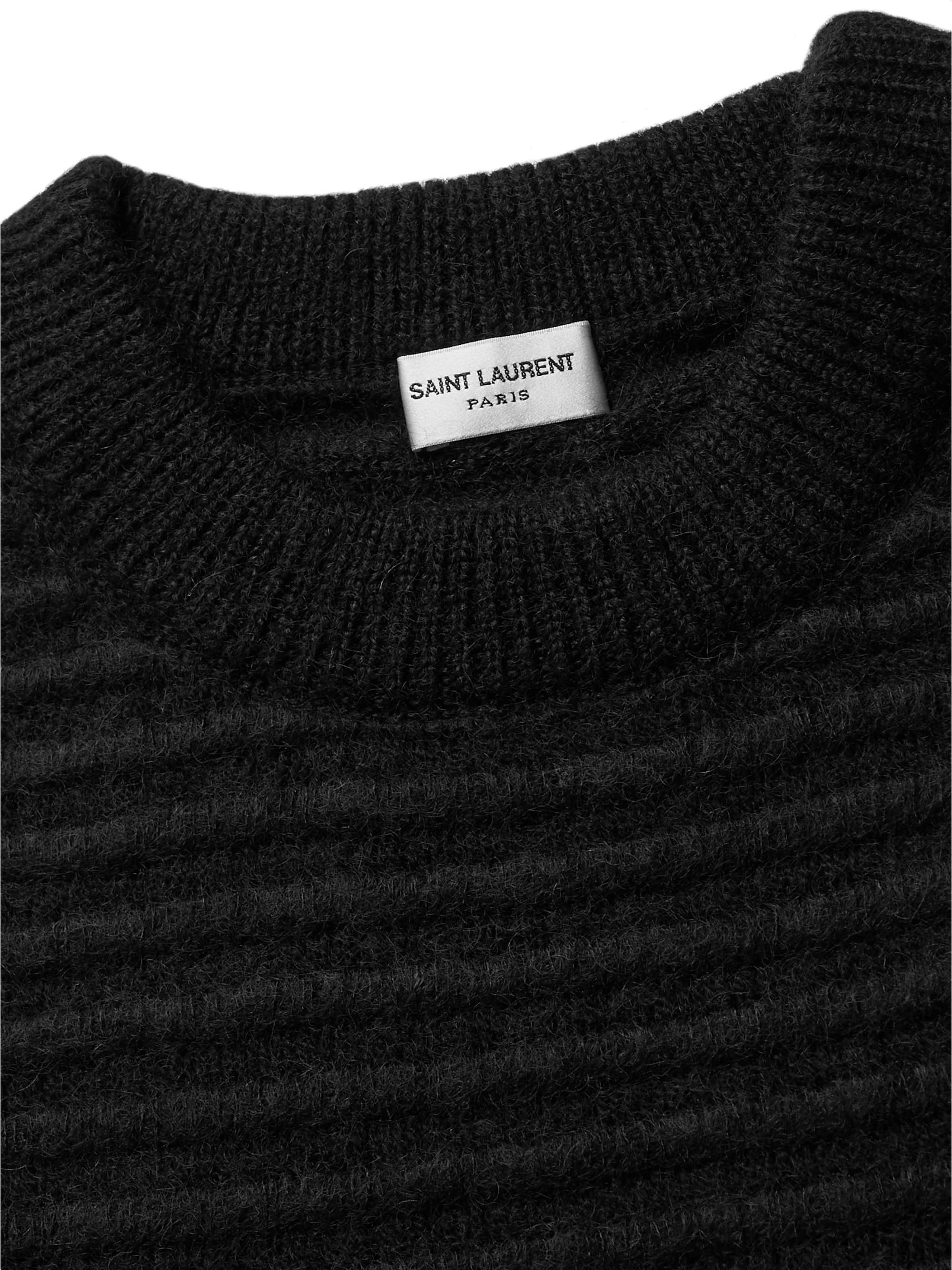 SAINT LAURENT Striped Wool and Mohair-Blend Sweater