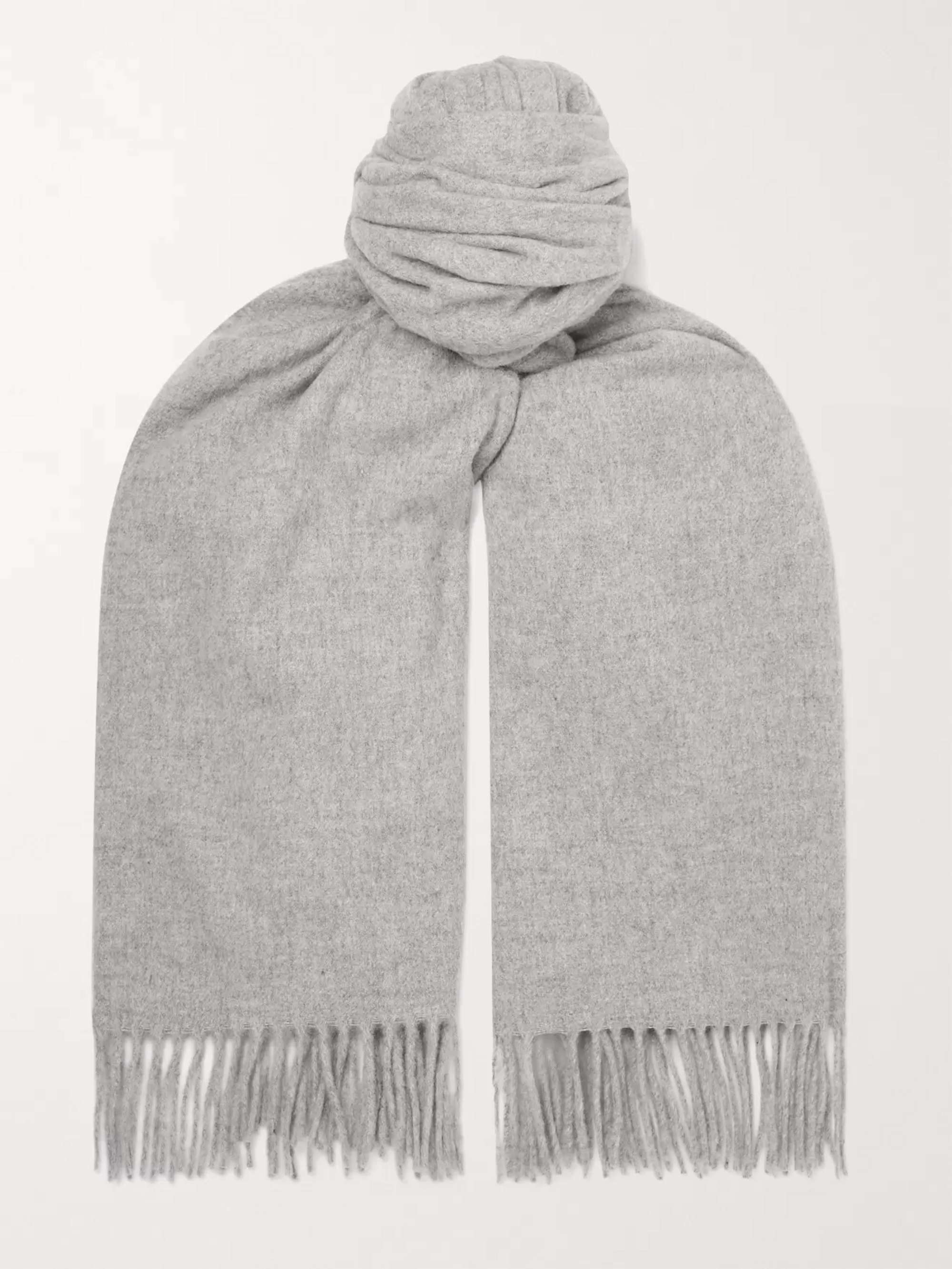 Acne Studios - Men - Oversized Fringed Melangé Wool Scarf Gray