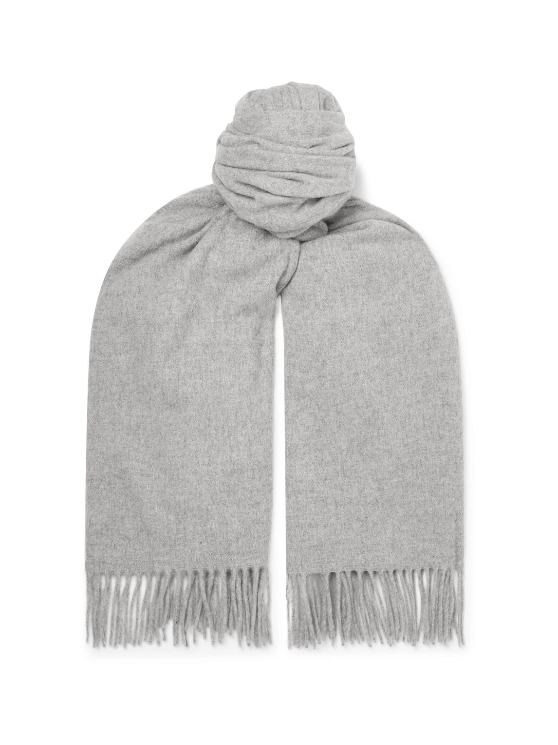 Acne Studios Oversized Fringed Melangé Wool Scarf In Gray