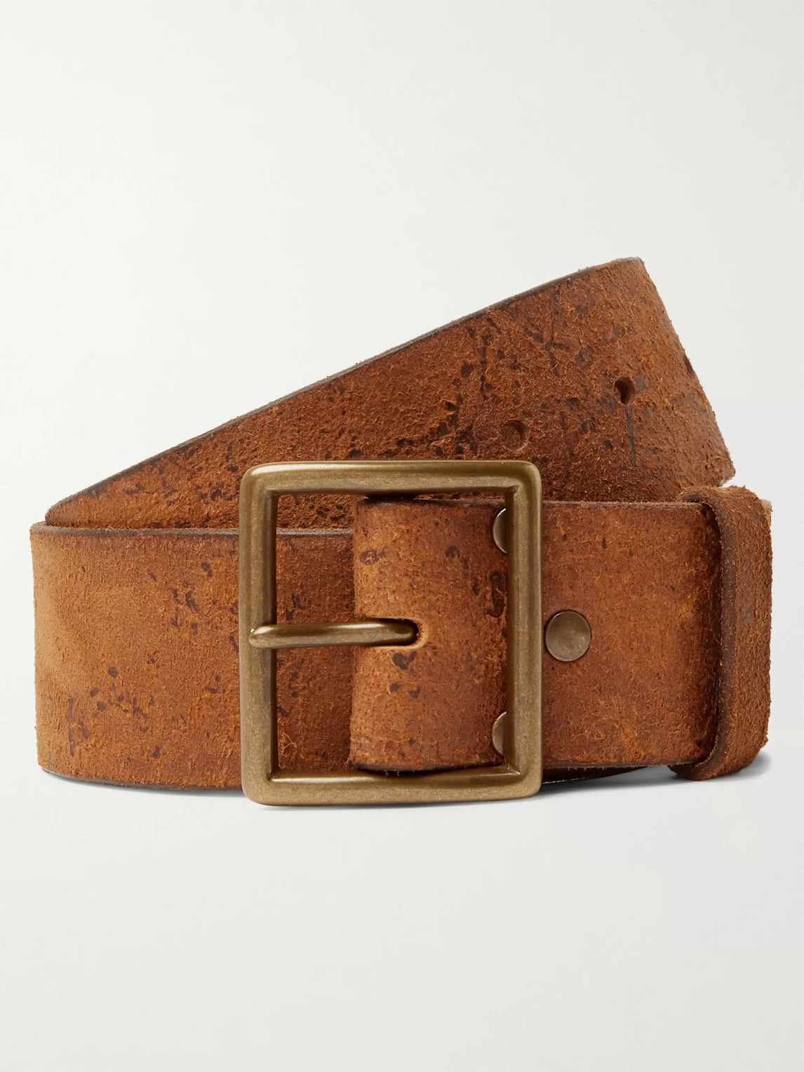 Rrl 4.5cm Logo-debossed Distressed Leather Belt In Brown