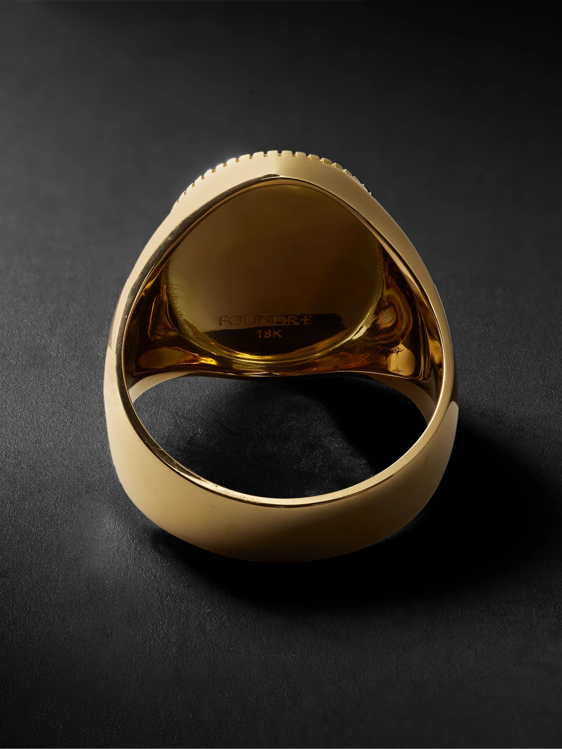 Shop Foundrae Course Correction 18-karat Gold And Enamel Signet Ring