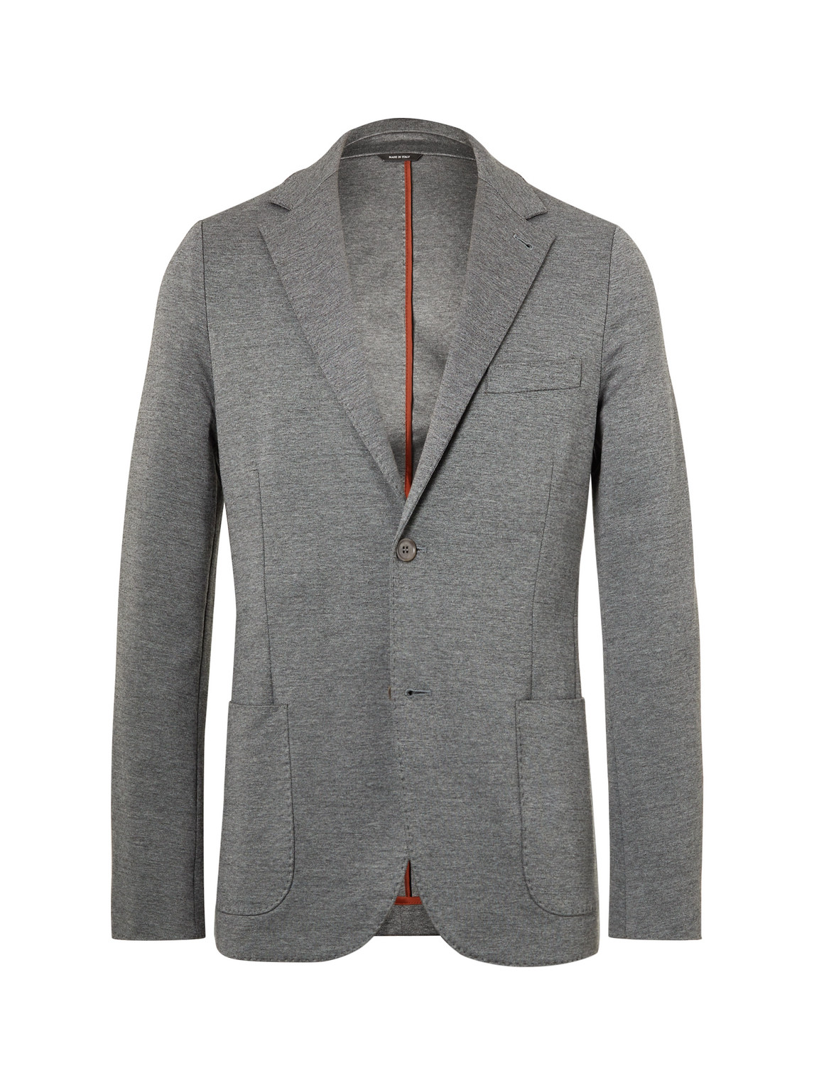 Loro Piana Slim-fit Unstructured Mélange Cotton-blend Jersey Blazer In Gray