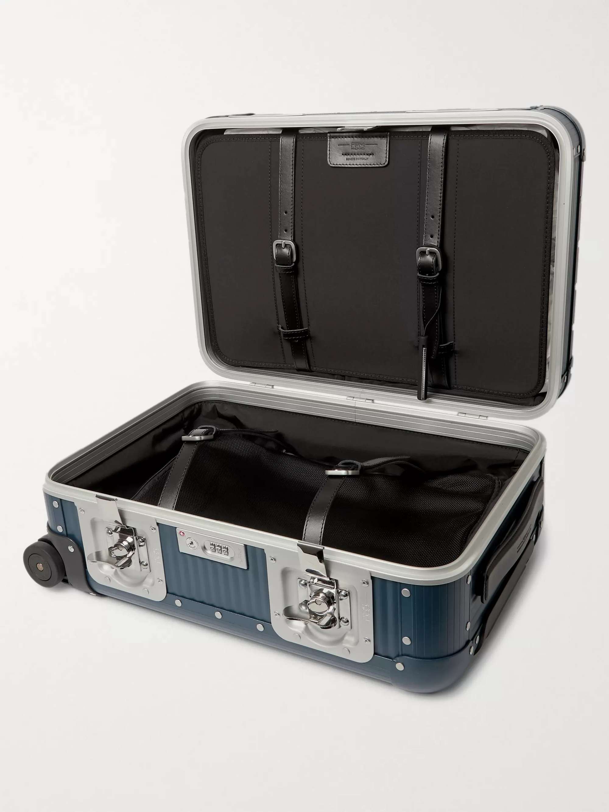 FPM MILANO Spinner 53cm Leather-Trimmed Aluminium Carry-On Suitcase