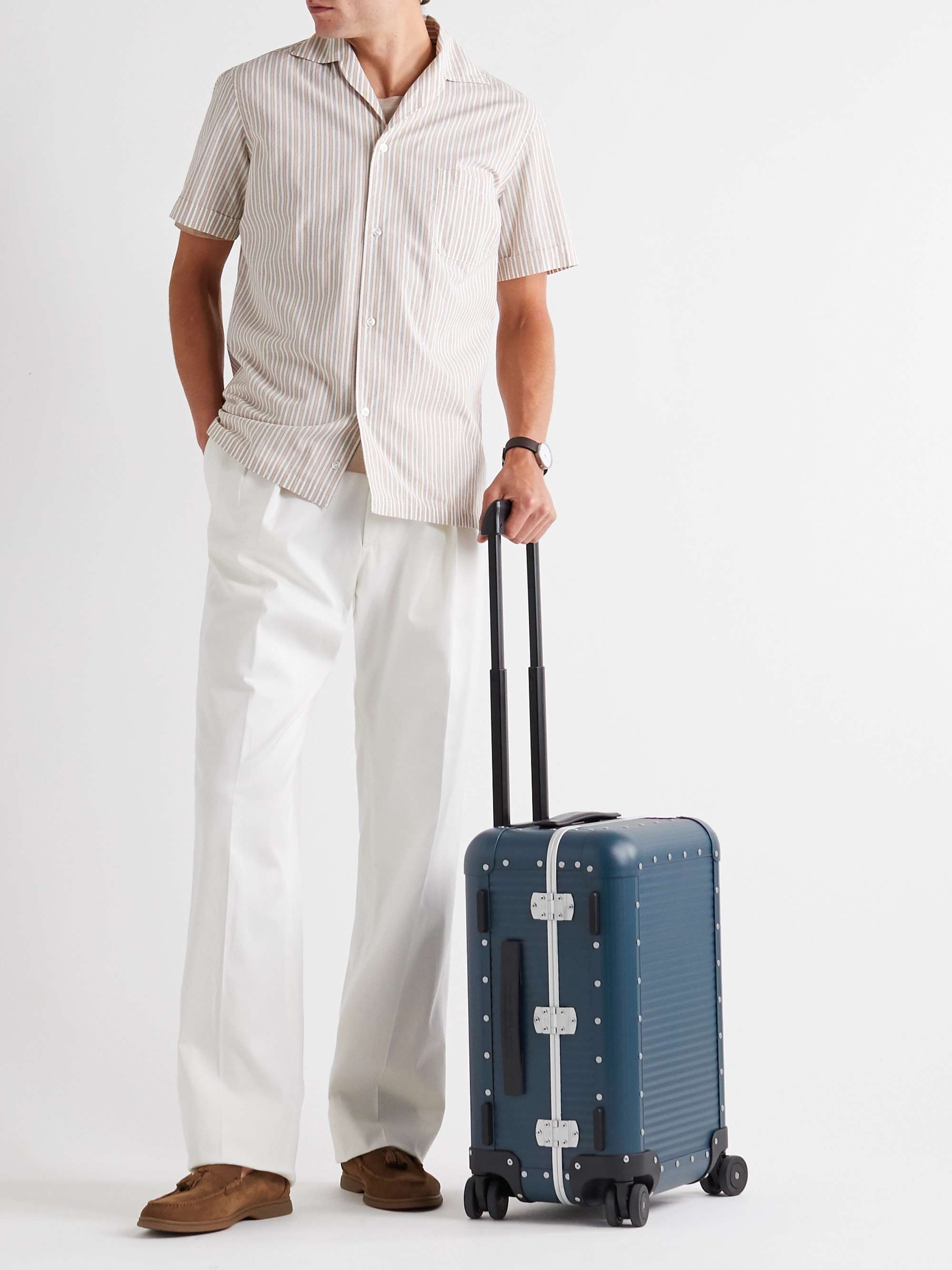 FPM MILANO Spinner 53cm Leather-Trimmed Aluminium Carry-On Suitcase