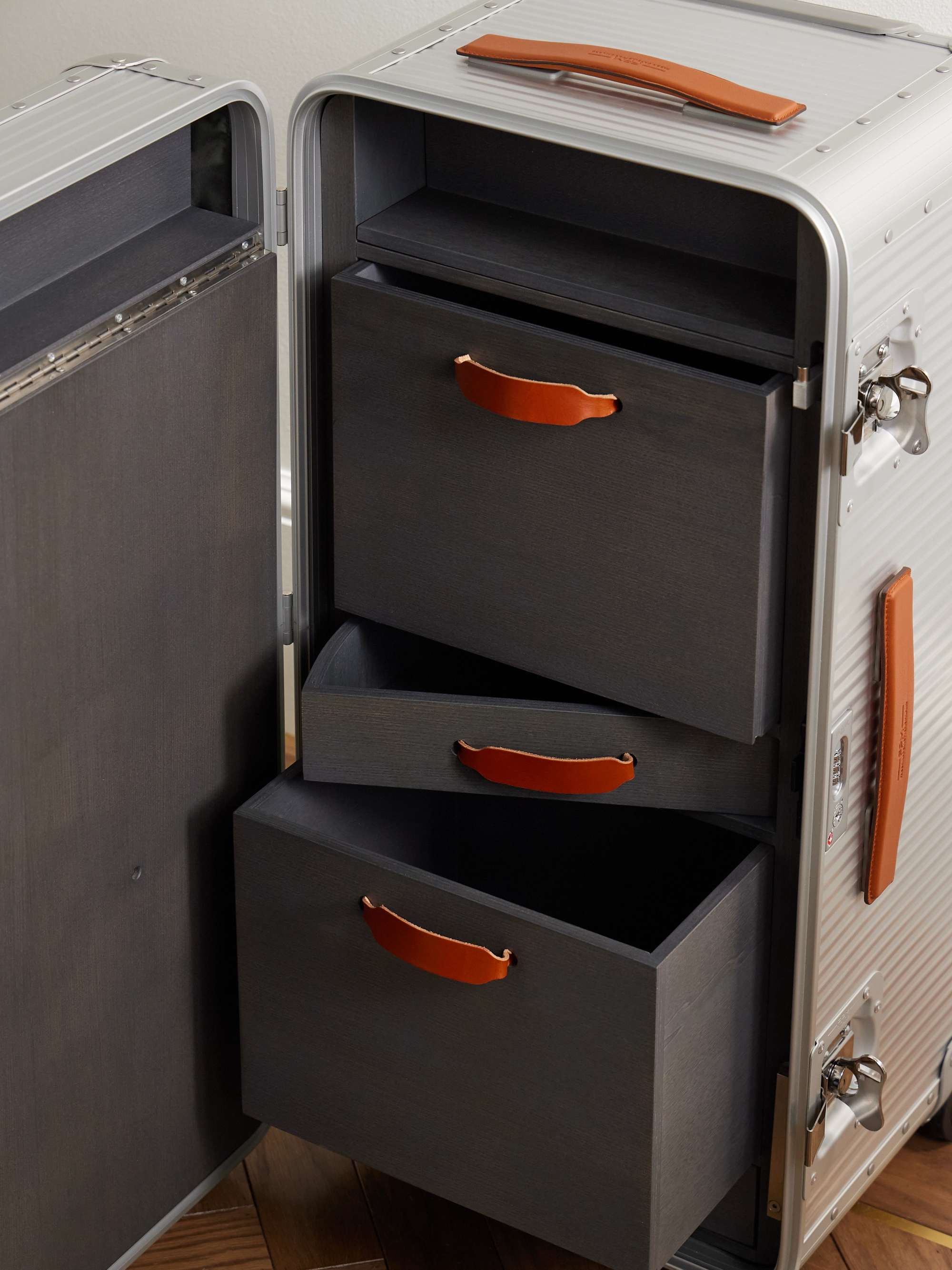 FPM MILANO Special Edition Leather-Trimmed Aluminium and Wood Work Station