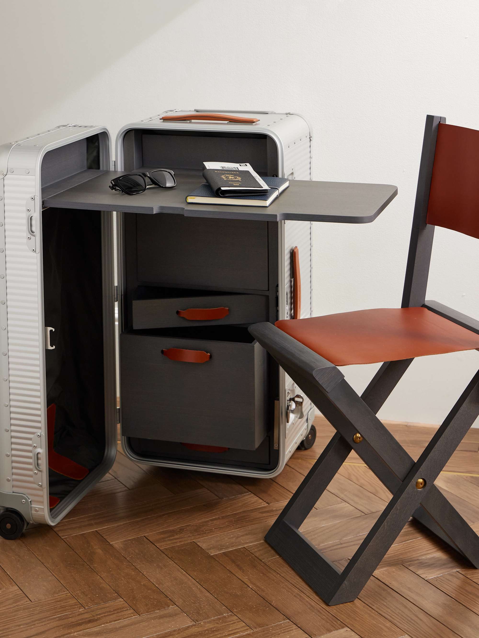 FPM MILANO Special Edition Leather-Trimmed Aluminium and Wood Work Station