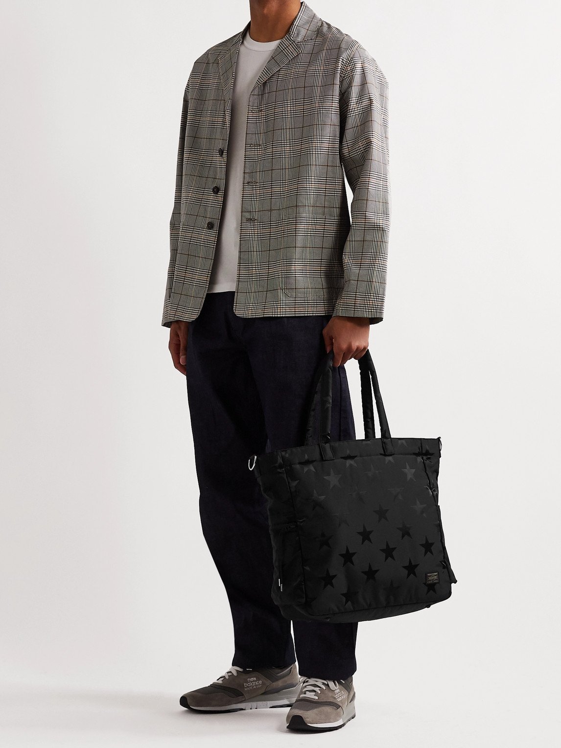Porter-yoshida & Co 2way Padded Printed Nylon Tote Bag In Black