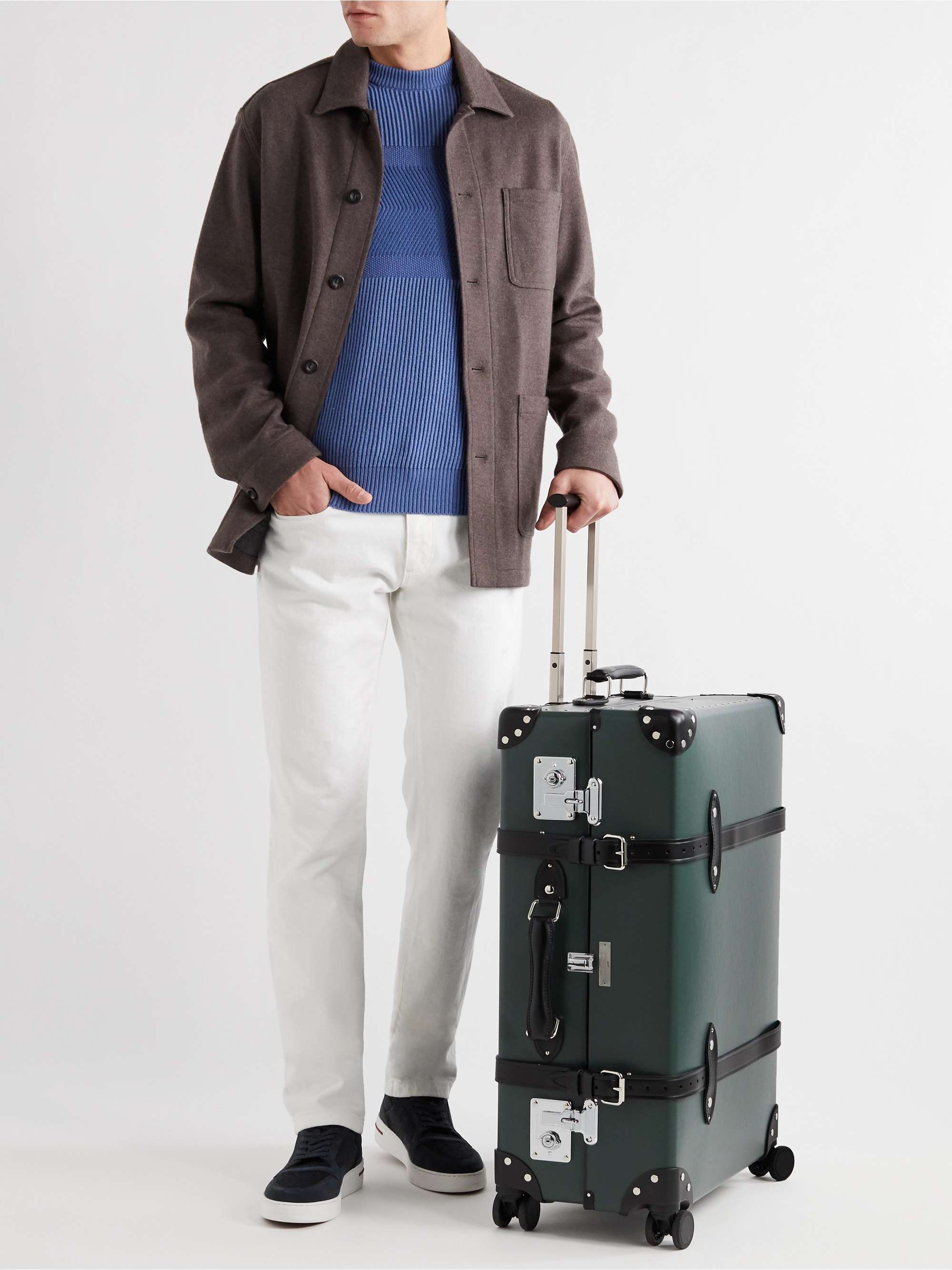 GLOBE-TROTTER + No Time to Die Large Check-In Leather-Trimmed Trolley Suitcase