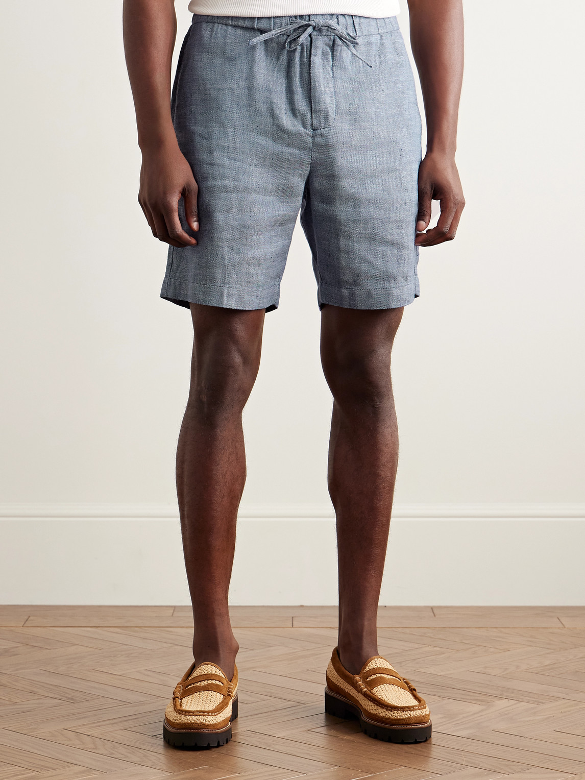  Frescobol Carioca - Felipe Slim-fit Linen And Cotton-blend Drawstring Shorts - Men - Blue - Uk/us 30 