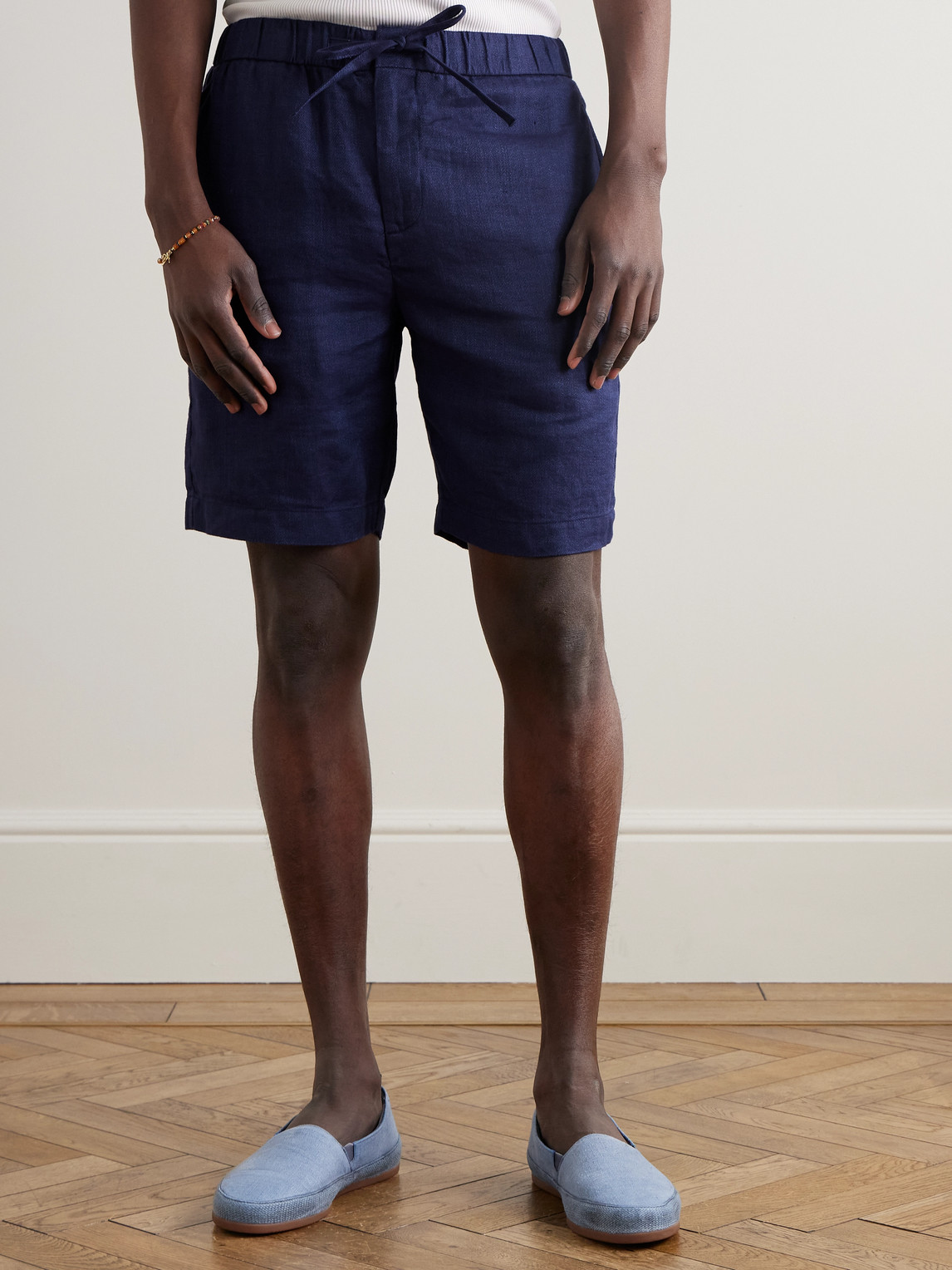  Frescobol Carioca - Felipe Slim-fit Linen And Cotton-blend Drawstring Shorts - Men - Blue - Uk/us 30 