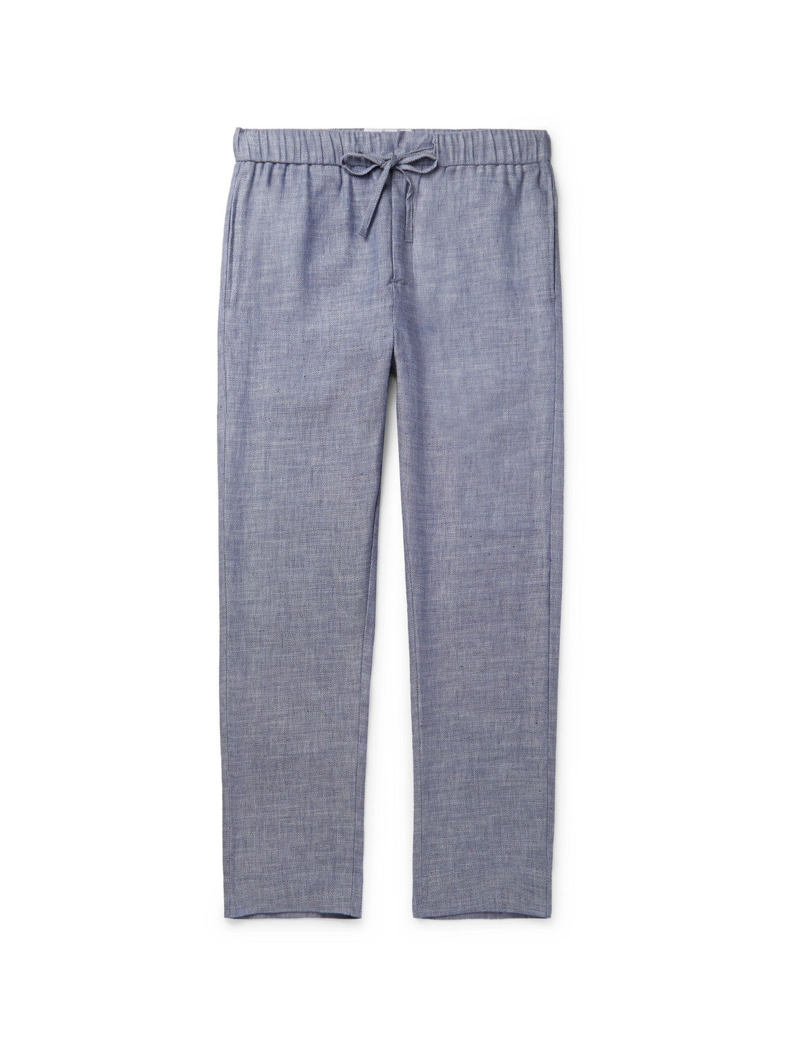 Frescobol Carioca Oscar Drawstring-waist Linen-blend Trousers In Blue