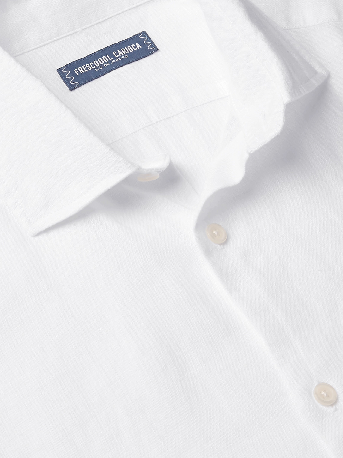 Shop Frescobol Carioca Linen Shirt In White