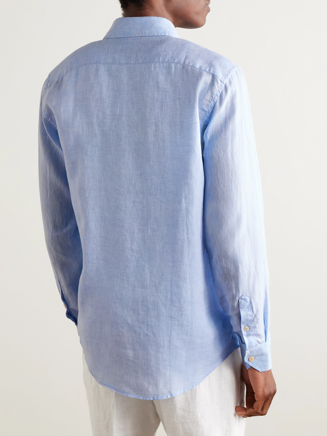 Shop Frescobol Carioca Linen Shirt In Blue