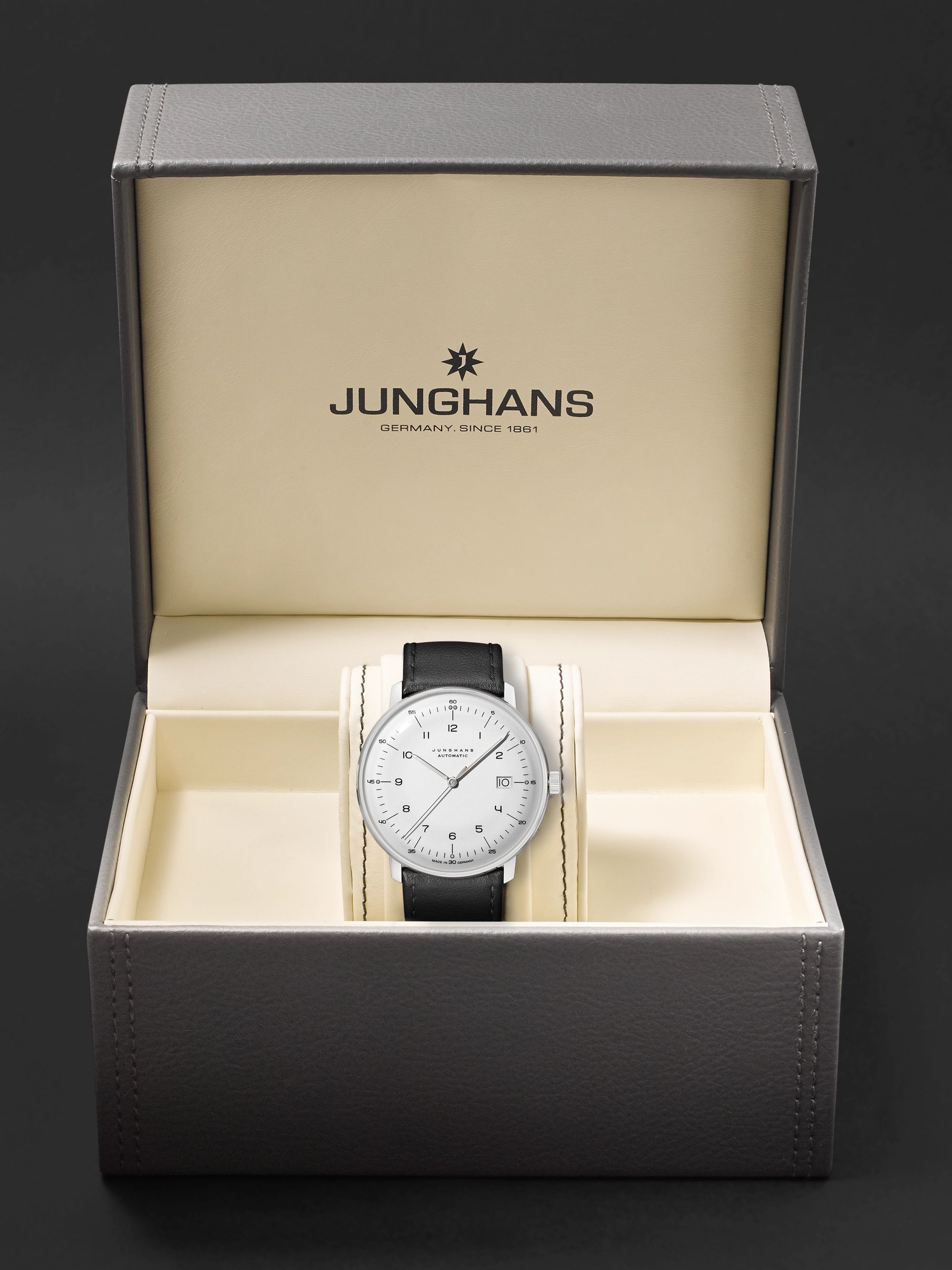 JUNGHANS Max Bill Automatic 38mm Stainless Steel and Leather Watch, Ref. No. 027/4700.02