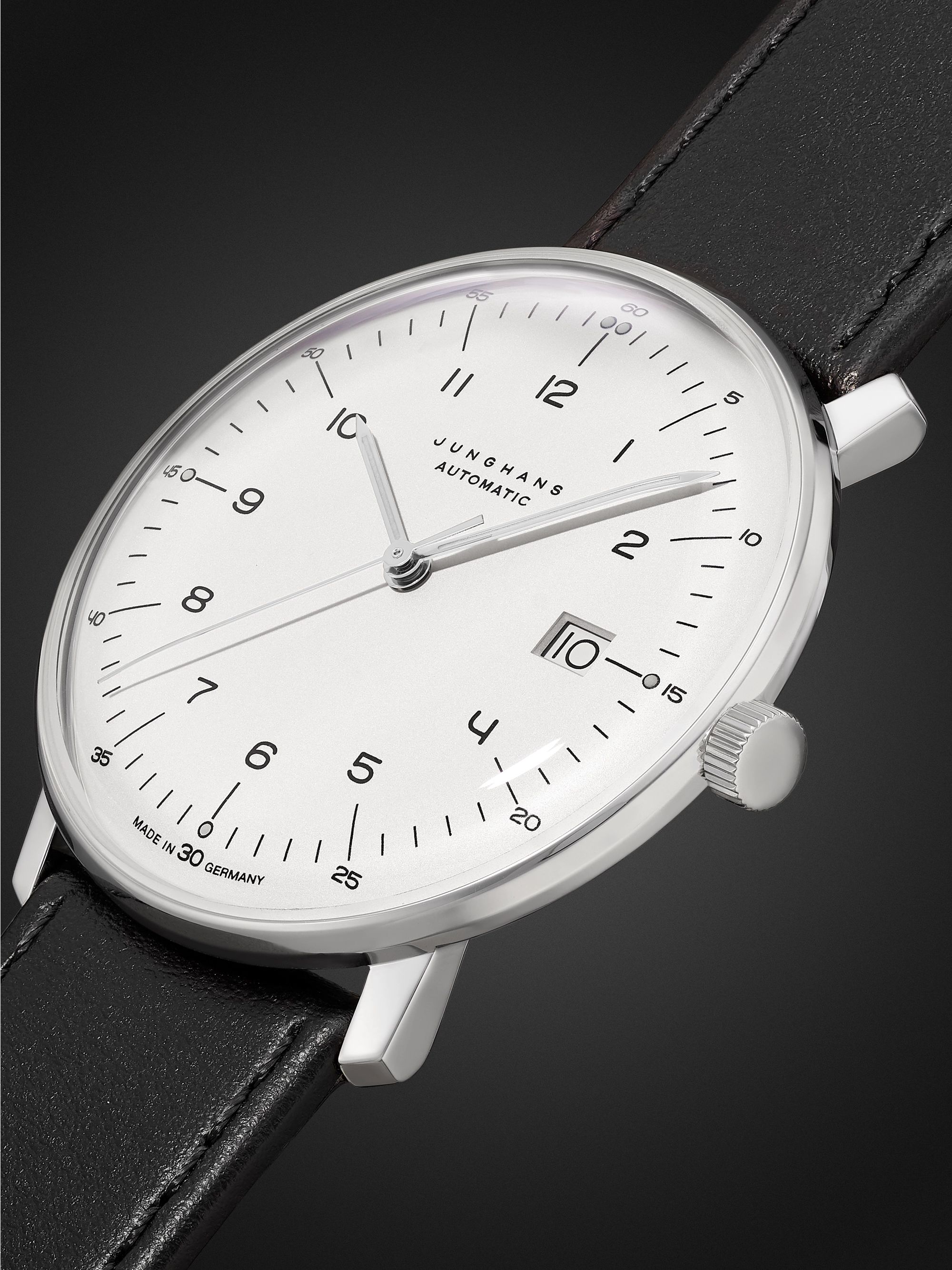 JUNGHANS Max Bill Automatic 38mm Stainless Steel and Leather Watch, Ref. No. 027/4700.02