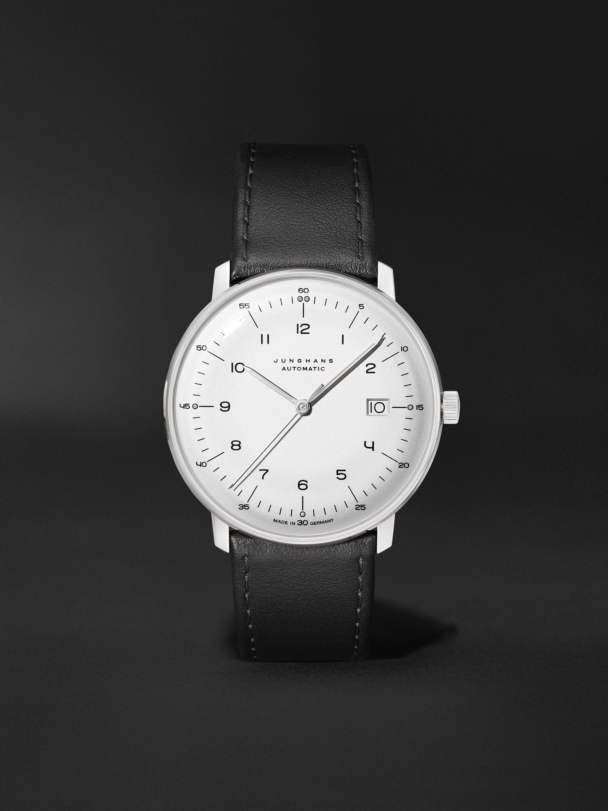 JUNGHANS Max Bill Automatic 38mm Stainless Steel and Leather Watch, Ref. No. 027/4700.02