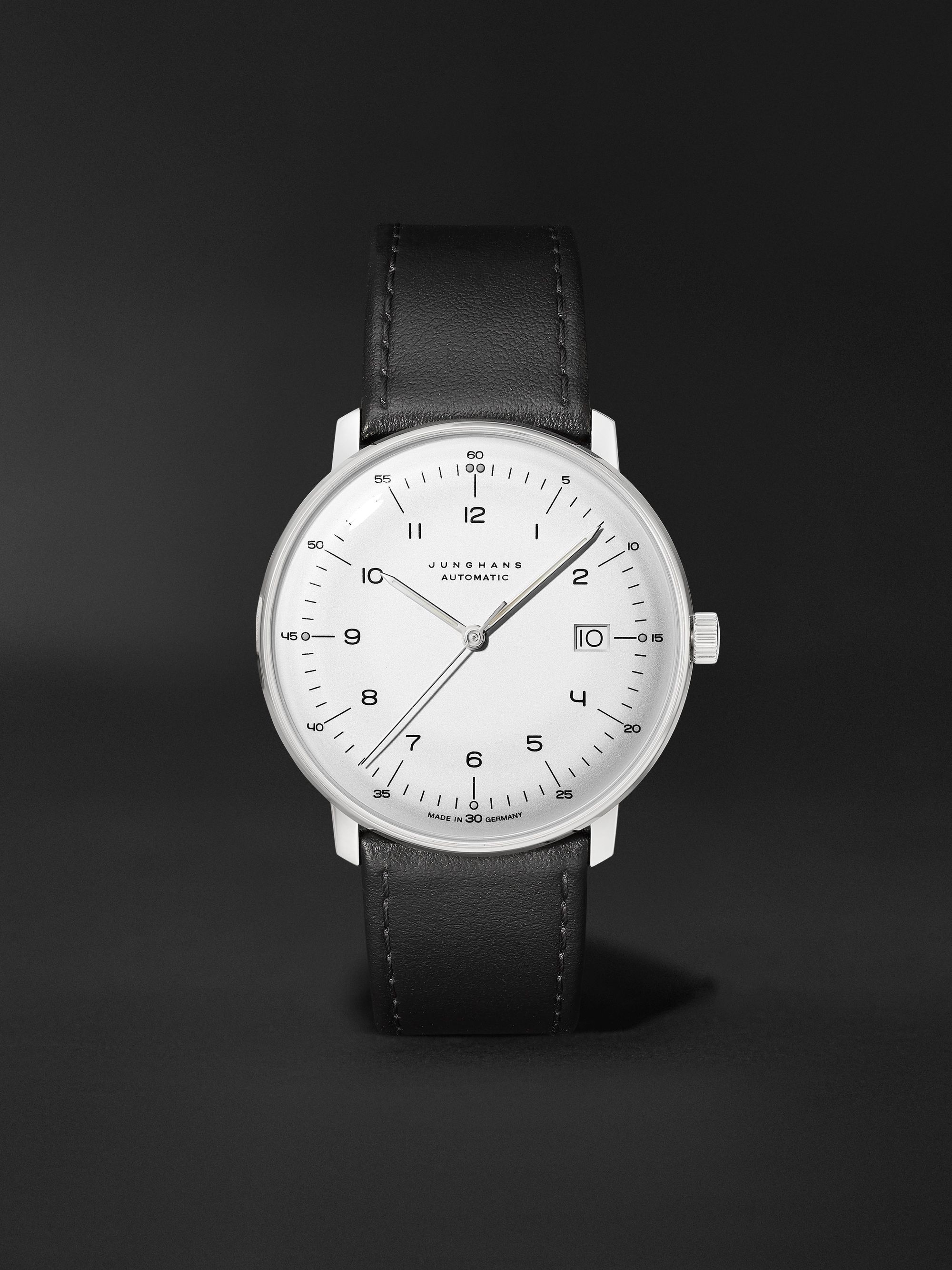 JUNGHANS Max Bill Automatic 38mm Stainless Steel and Leather Watch, Ref. No. 027/4700.02