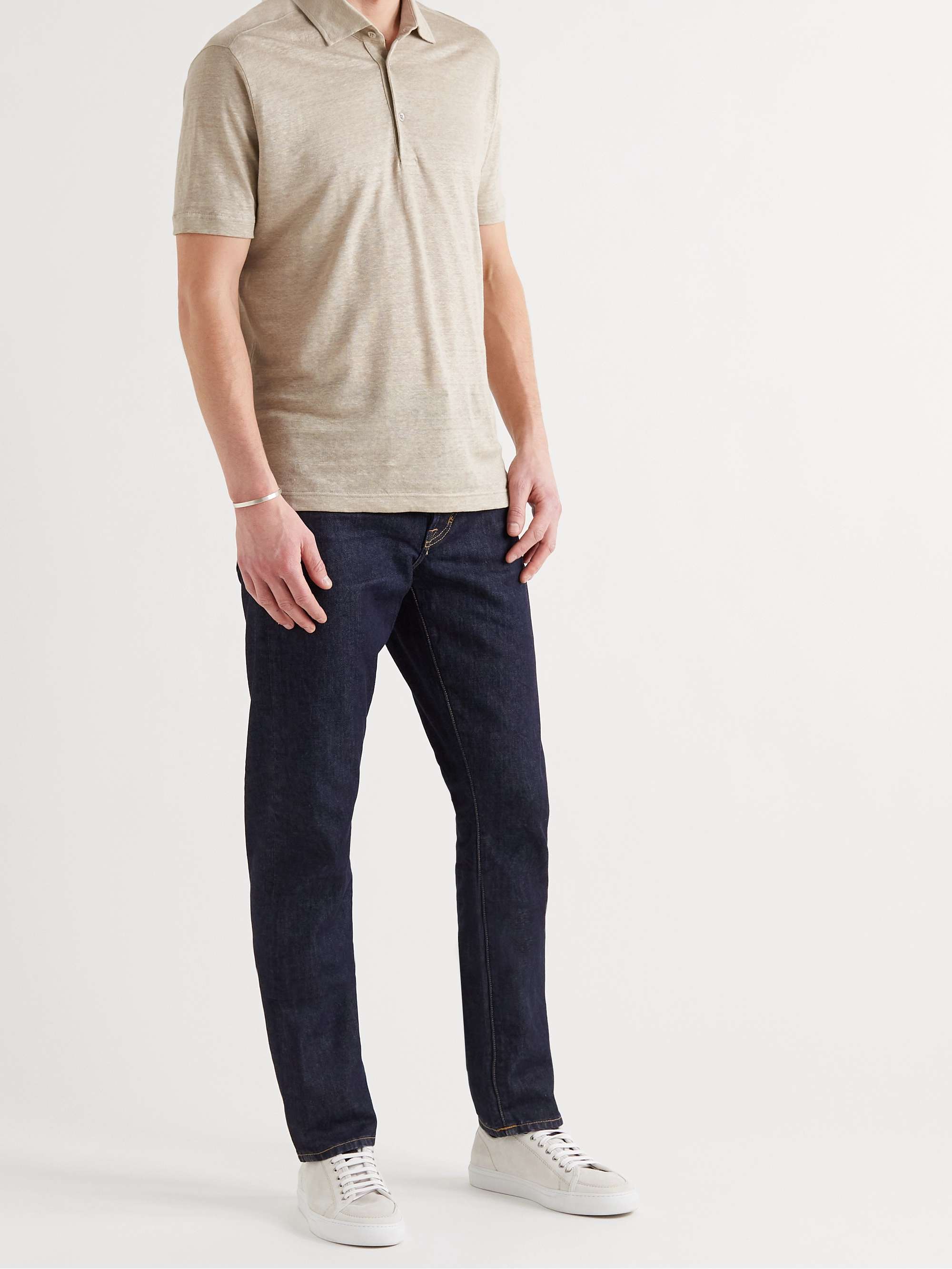 LORO PIANA Linen-Jersey Polo Shirt
