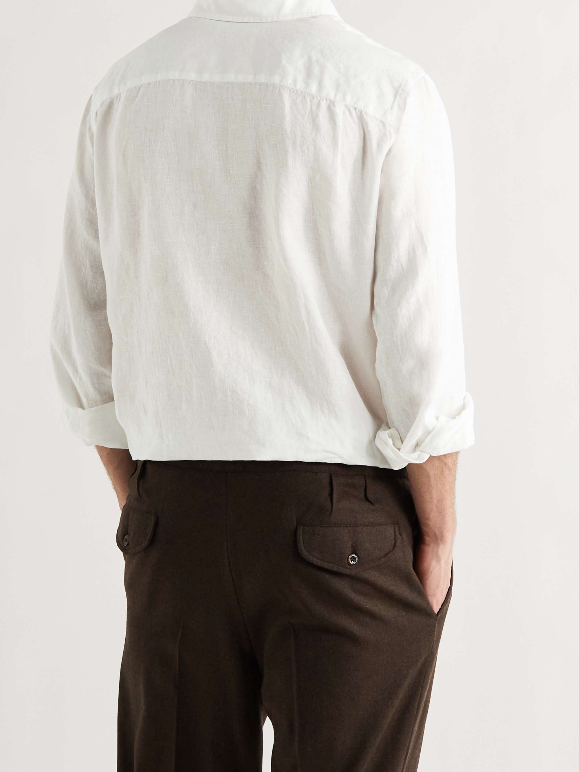LORO PIANA Andre Linen Half-Placket Shirt