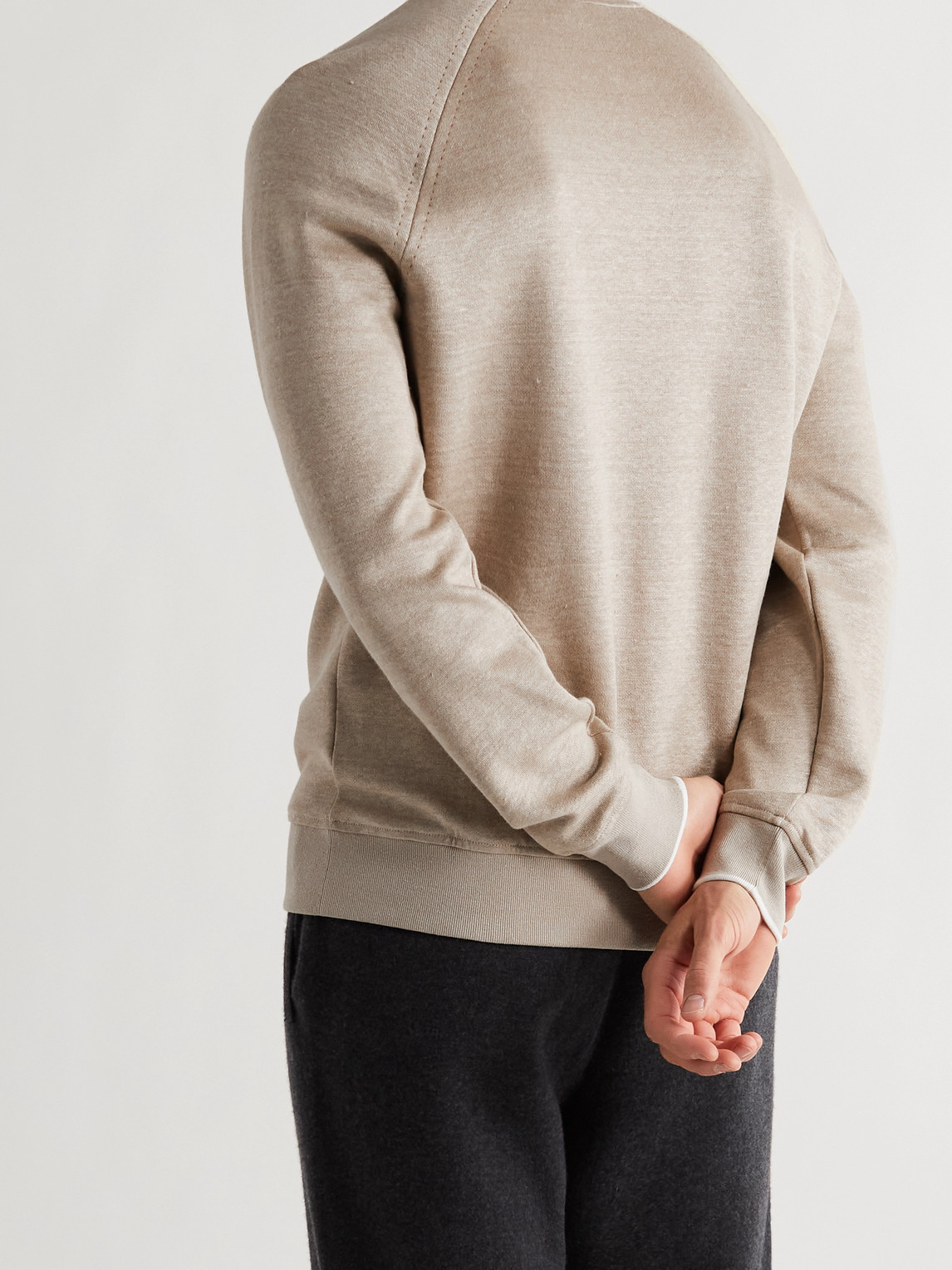 Shop Loro Piana Drysdale Linen-blend Jersey Sweatshirt In Neutrals