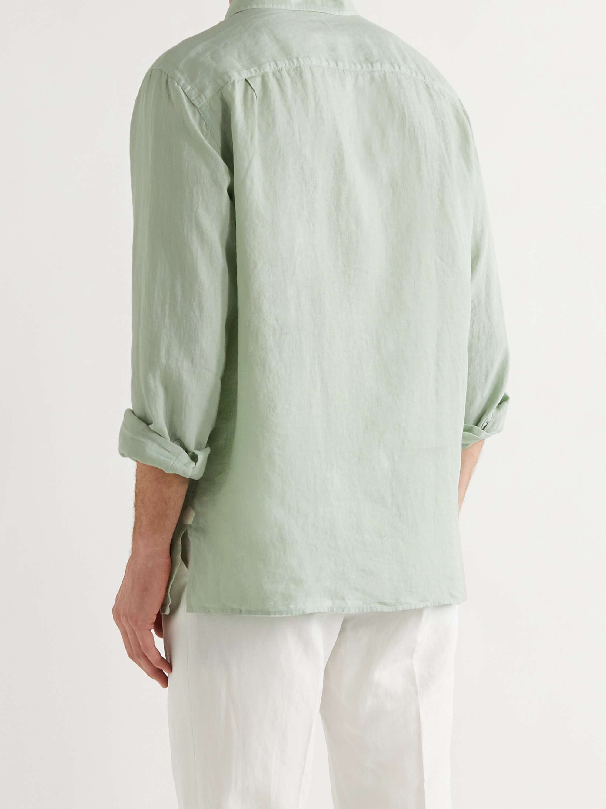 LORO PIANA Andre Linen Half-Placket Shirt
