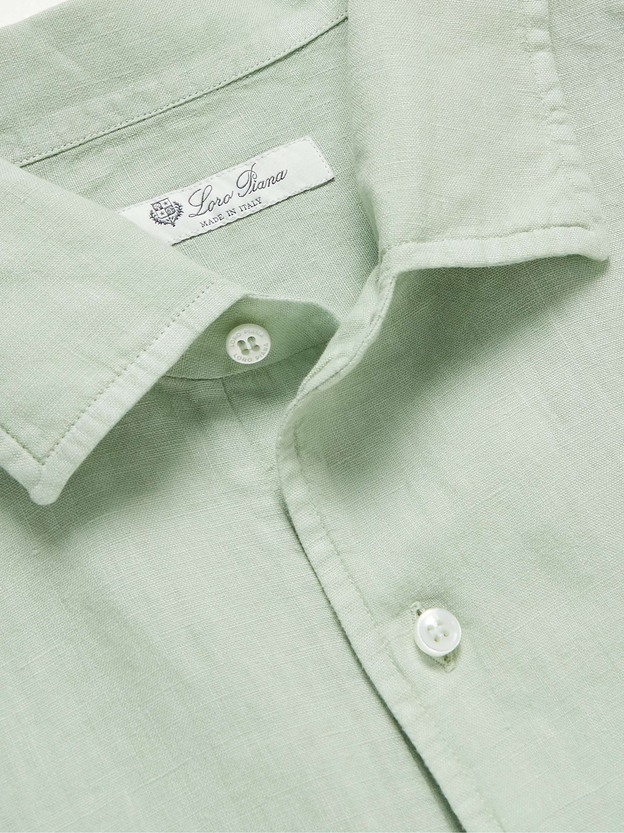 LORO PIANA Andre Linen Half-Placket Shirt