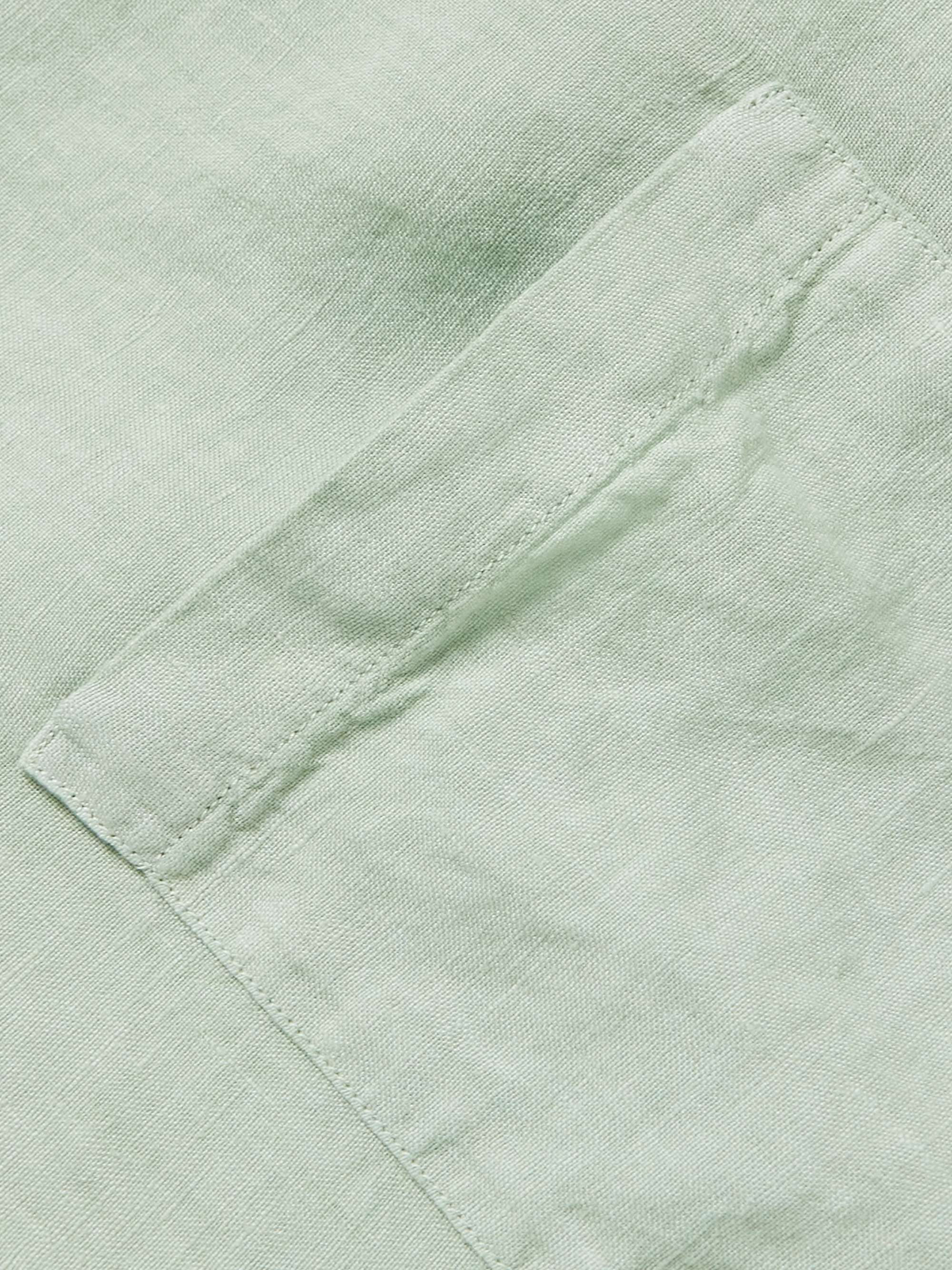 LORO PIANA Andre Linen Half-Placket Shirt
