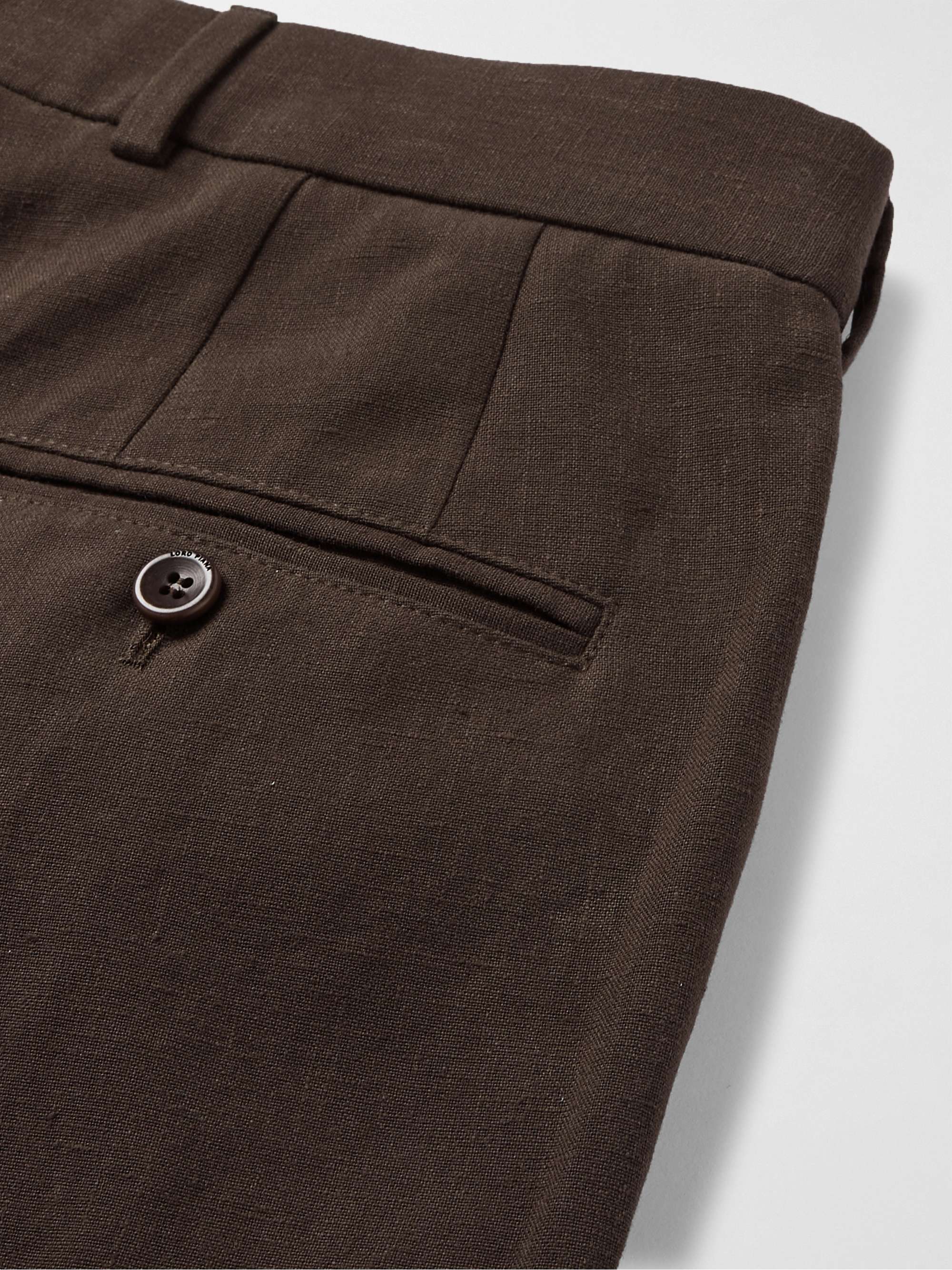 LORO PIANA Slim-Fit Tapered Pleated Linen Suit Trousers