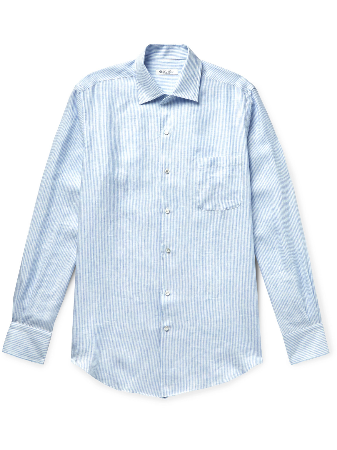 Loro Piana Striped Linen Shirt In Blue