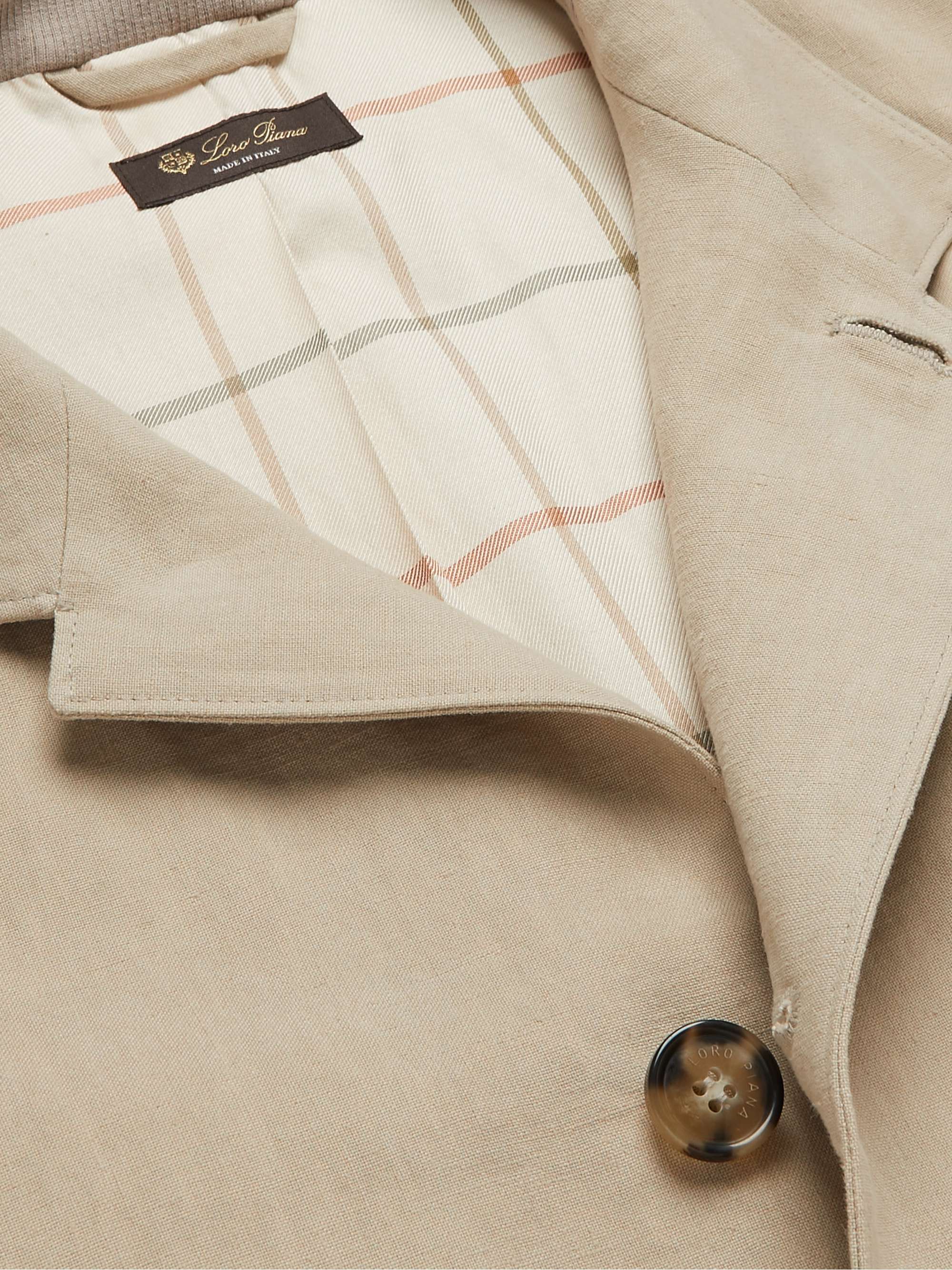 LORO PIANA Camp-Collar Linen Bomber Jacket