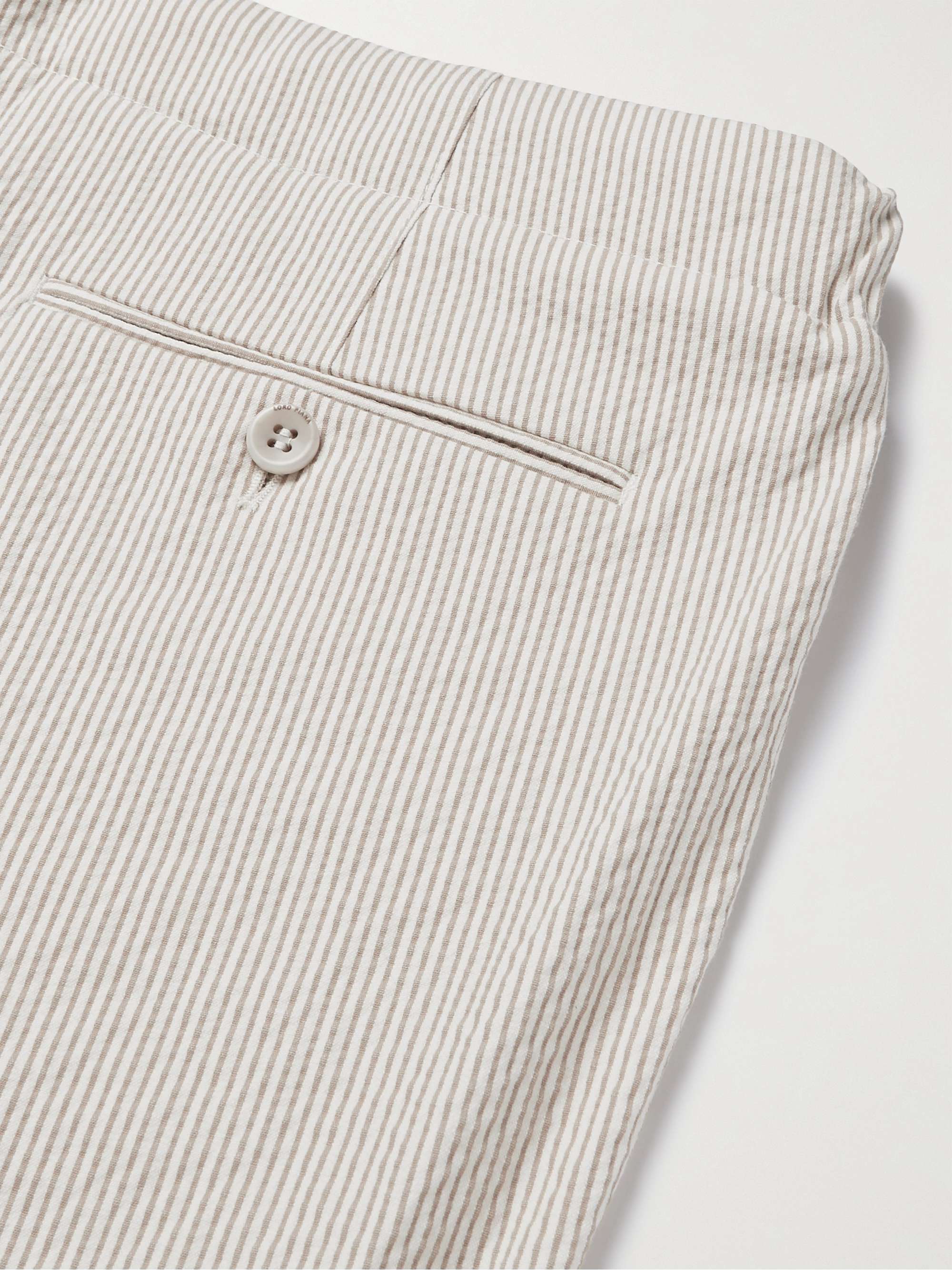 LORO PIANA Striped Cotton-Blend Seersucker Drawstring Shorts