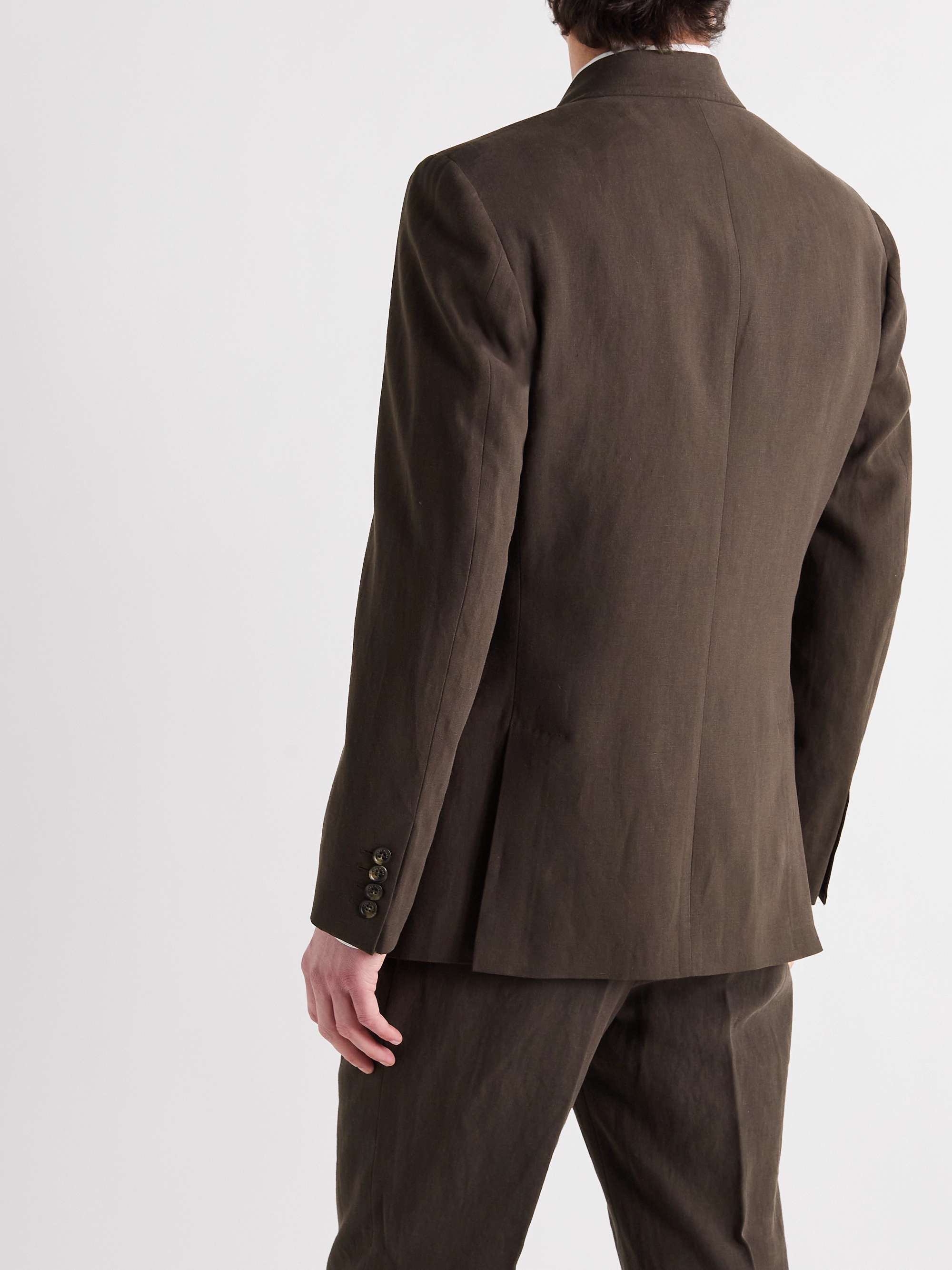 LORO PIANA Double-Breasted Rain System Linen Suit Jacket