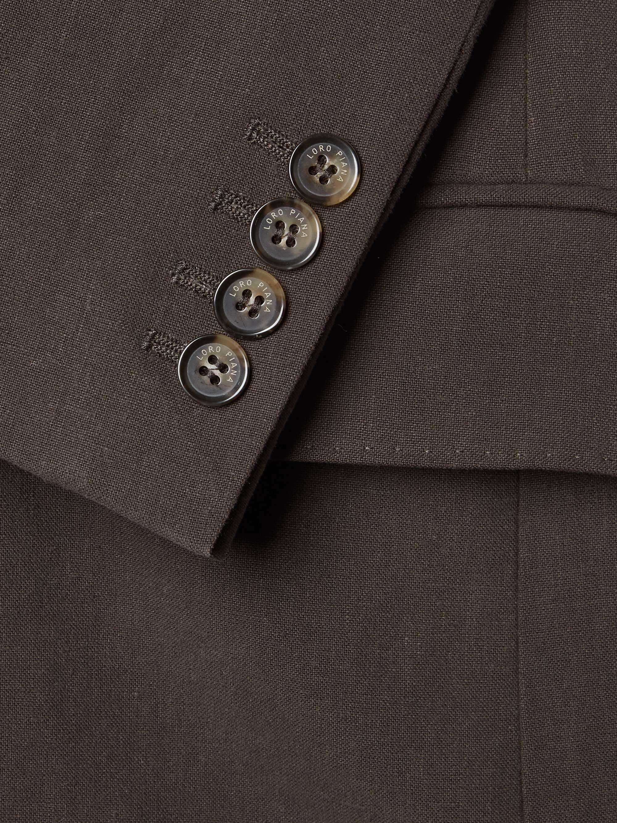 LORO PIANA Double-Breasted Rain System Linen Suit Jacket