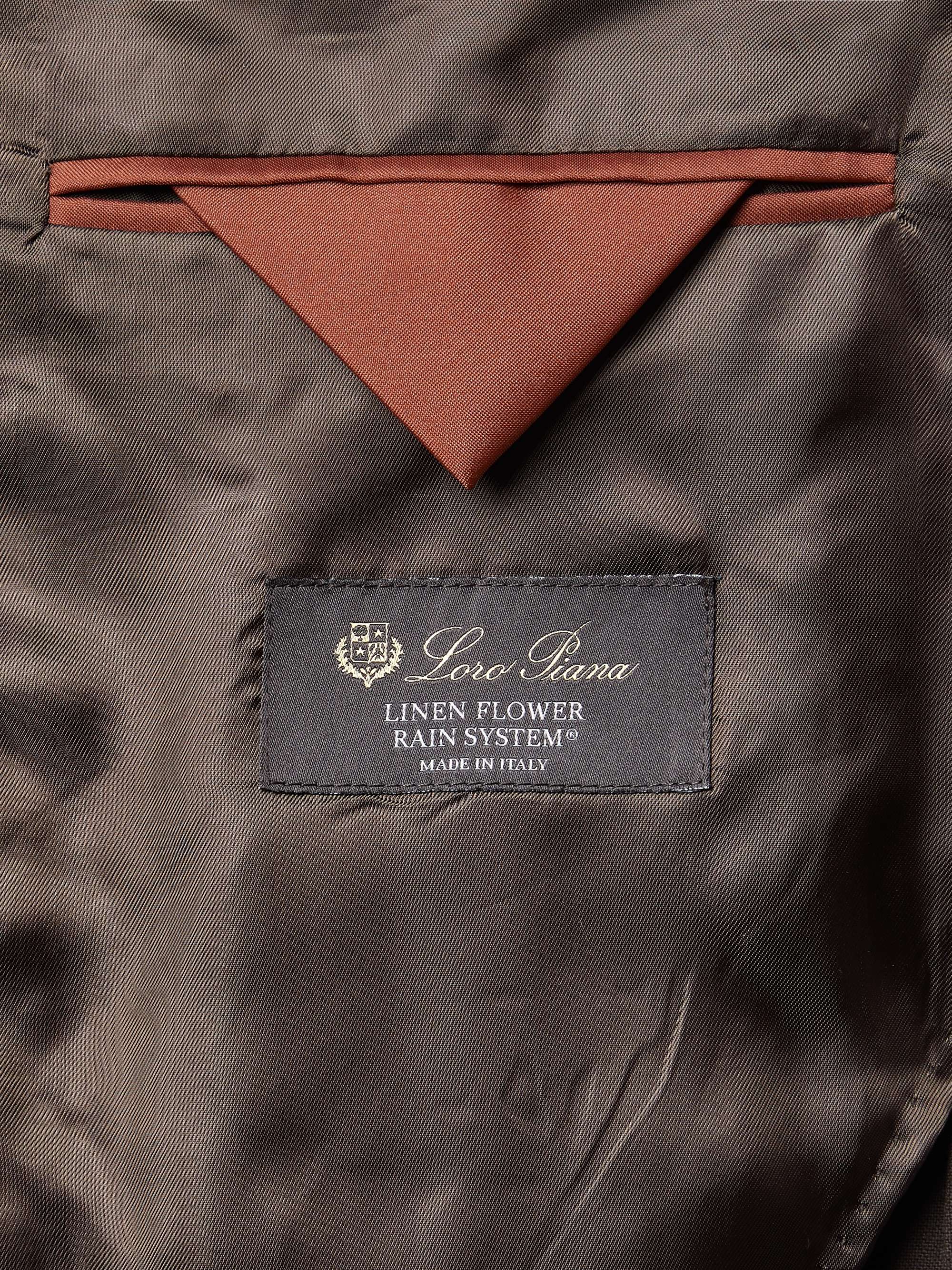 LORO PIANA Double-Breasted Rain System Linen Suit Jacket