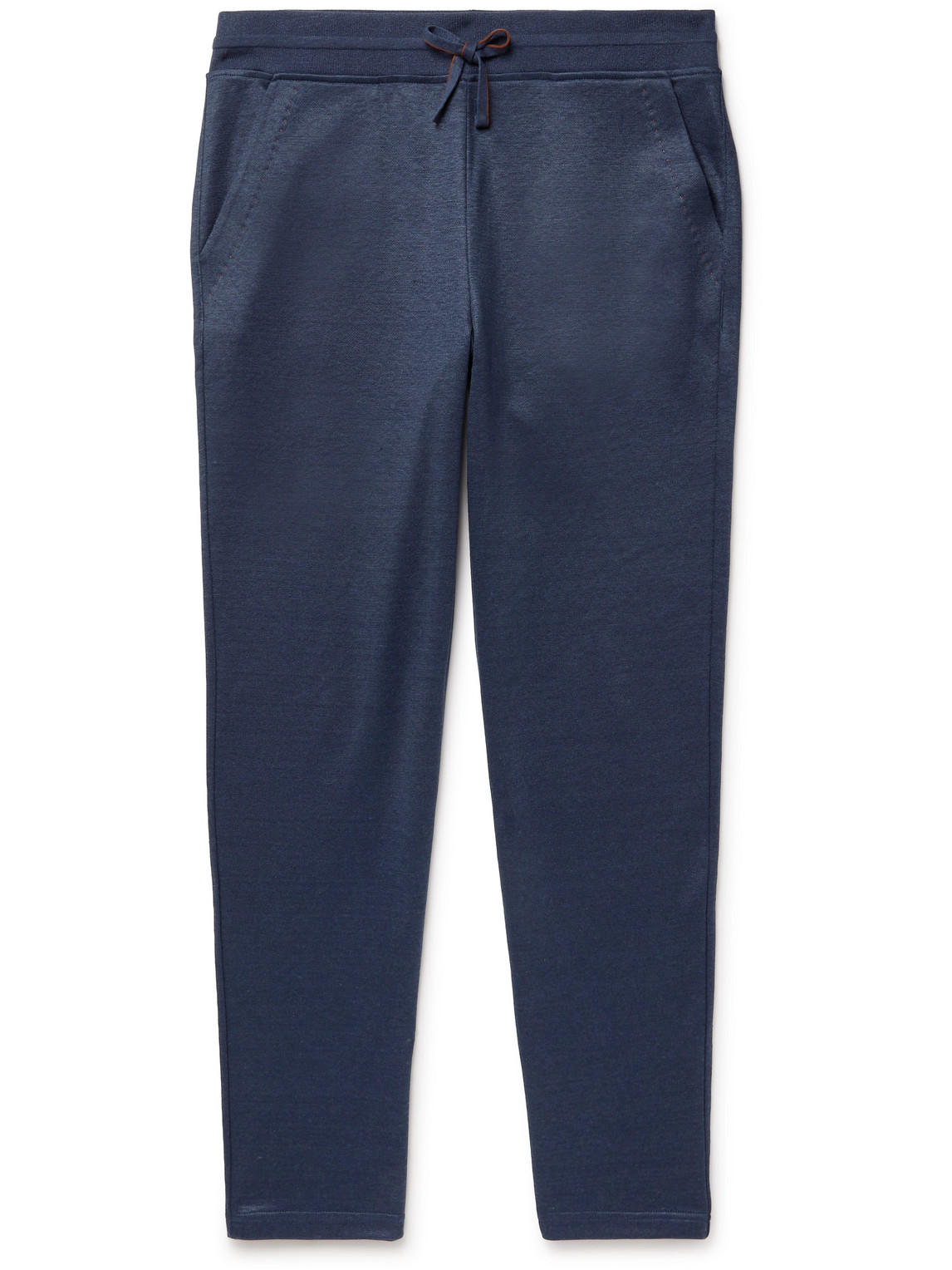 Loro Piana Tapered Stretch Linen-blend Sweatpants In Blue