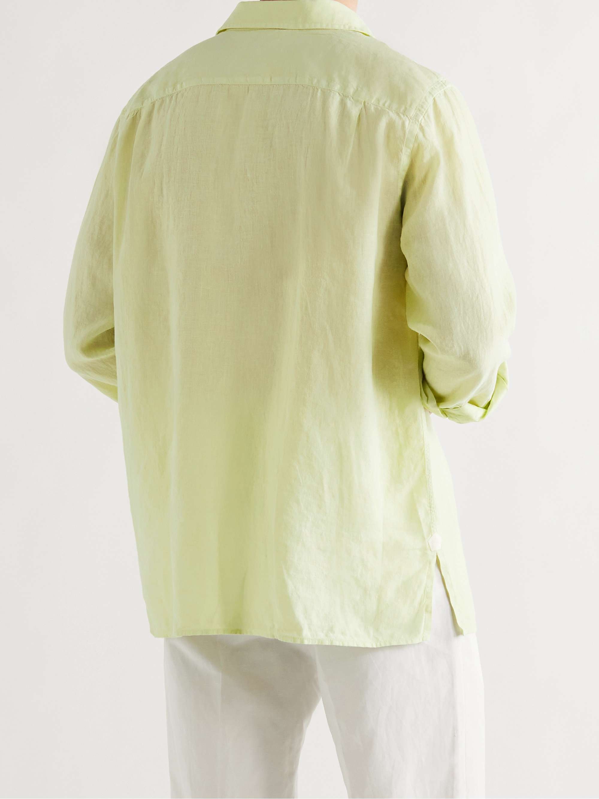 LORO PIANA Andre Linen Half-Placket Shirt