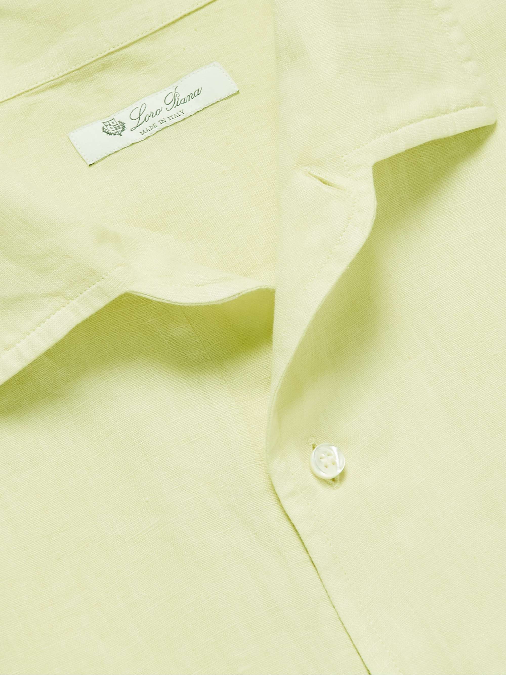 LORO PIANA Andre Linen Half-Placket Shirt