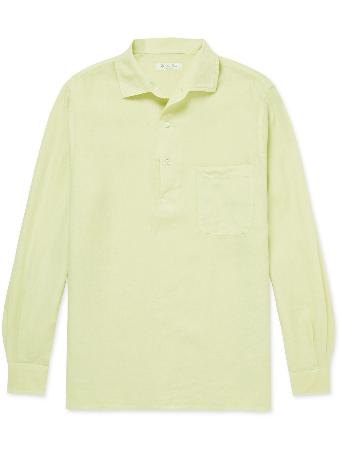 Loro Piana Andre Linen Half-placket Shirt In Yellow